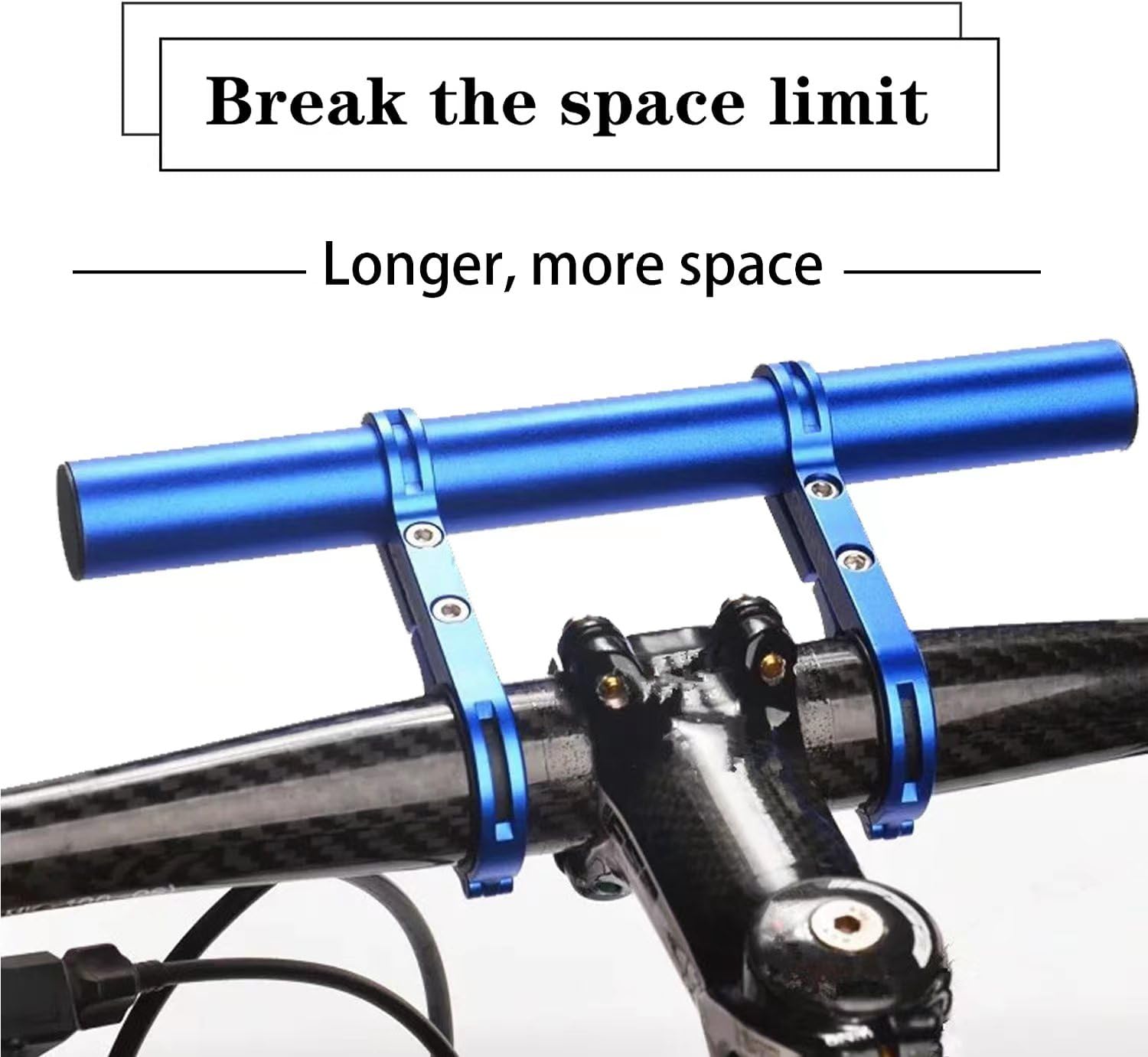 Manubrio Extender Bici, 20cm Supporto per Manubrio Bicicletta, Estensione da Manubrio con Doppie Morsett, Lega di Alluminio Estensore Supporto Per GPS, Tachimetro, Torcia, Telefono Supporto (Nero