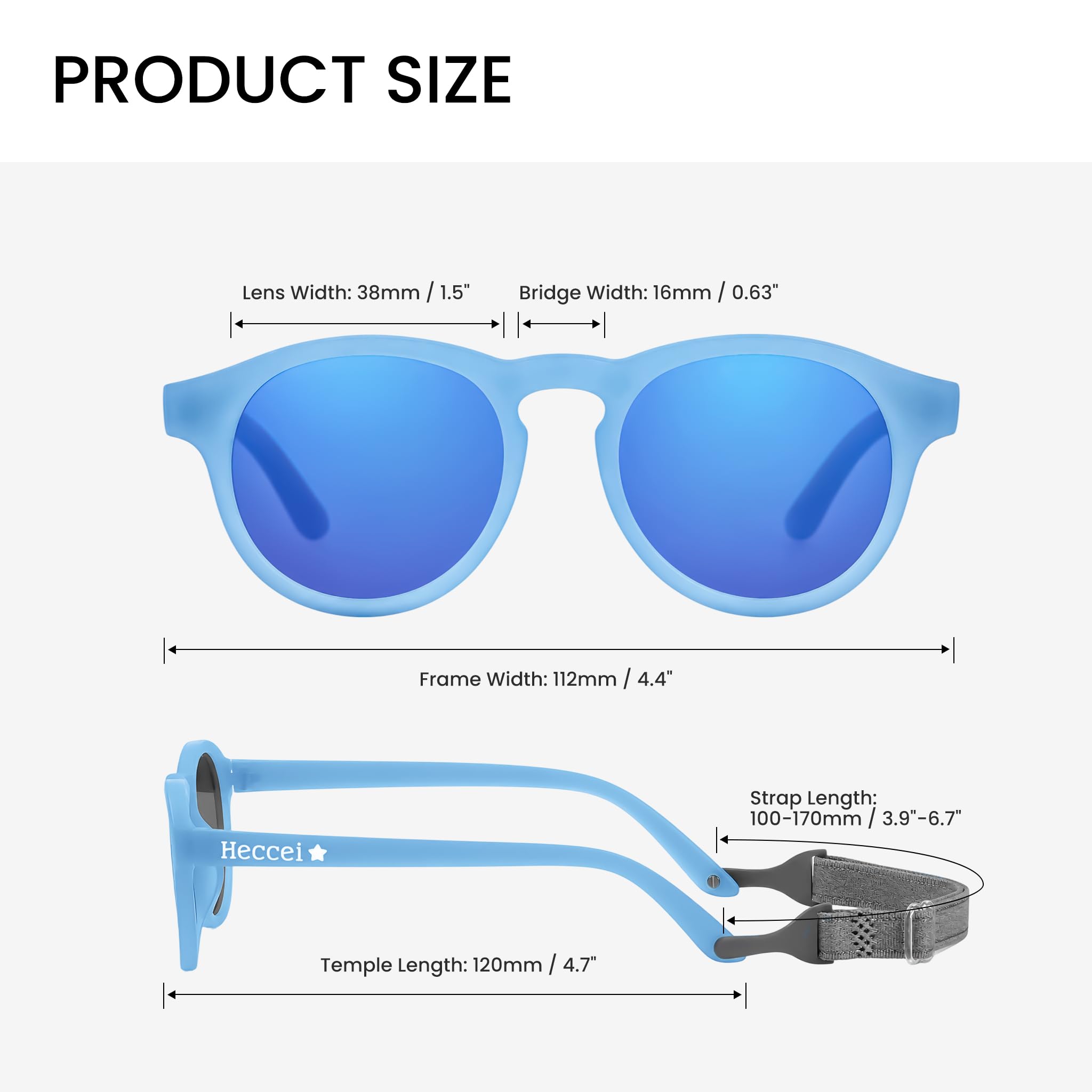 HECCEI Lunettes de Soleil Bébé, UV Protection Polarisées ColorShift,Cadre Flexible et Pliable Lunettes Soleil Bebe Sûres et Confortables Pour Enfant 3-24 Mois