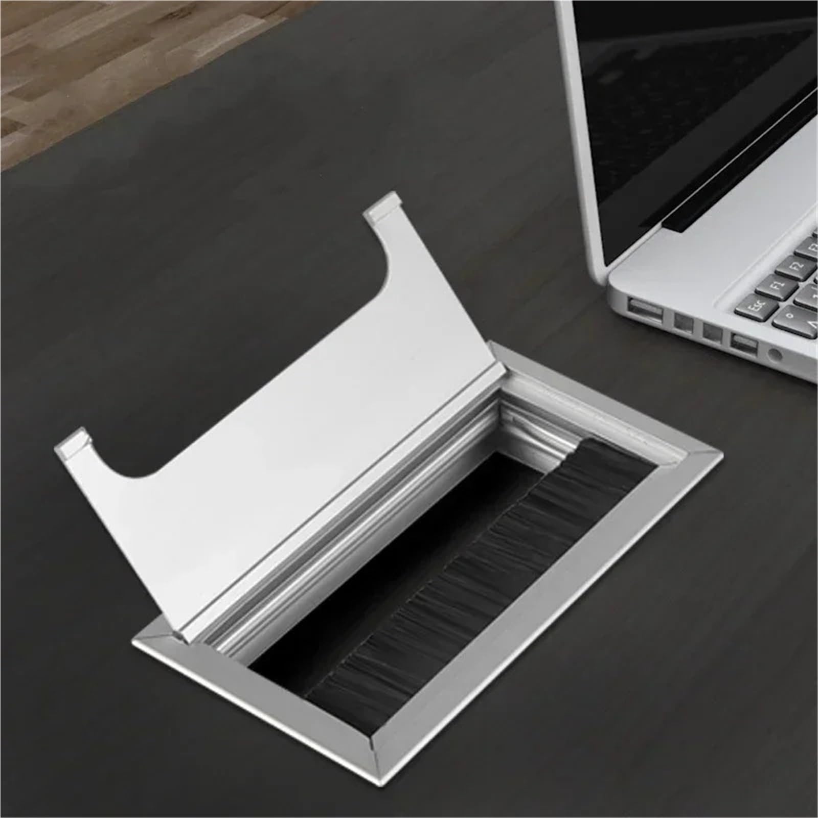 Kabeldurchführung für Schreibtische, 4 Stück, Schreibtisch-Loch-Drahtdekoration, Aluminiumlegierung, Tischlinie, rechteckige Einfädelbox (weiß, 80 x 160 cm)