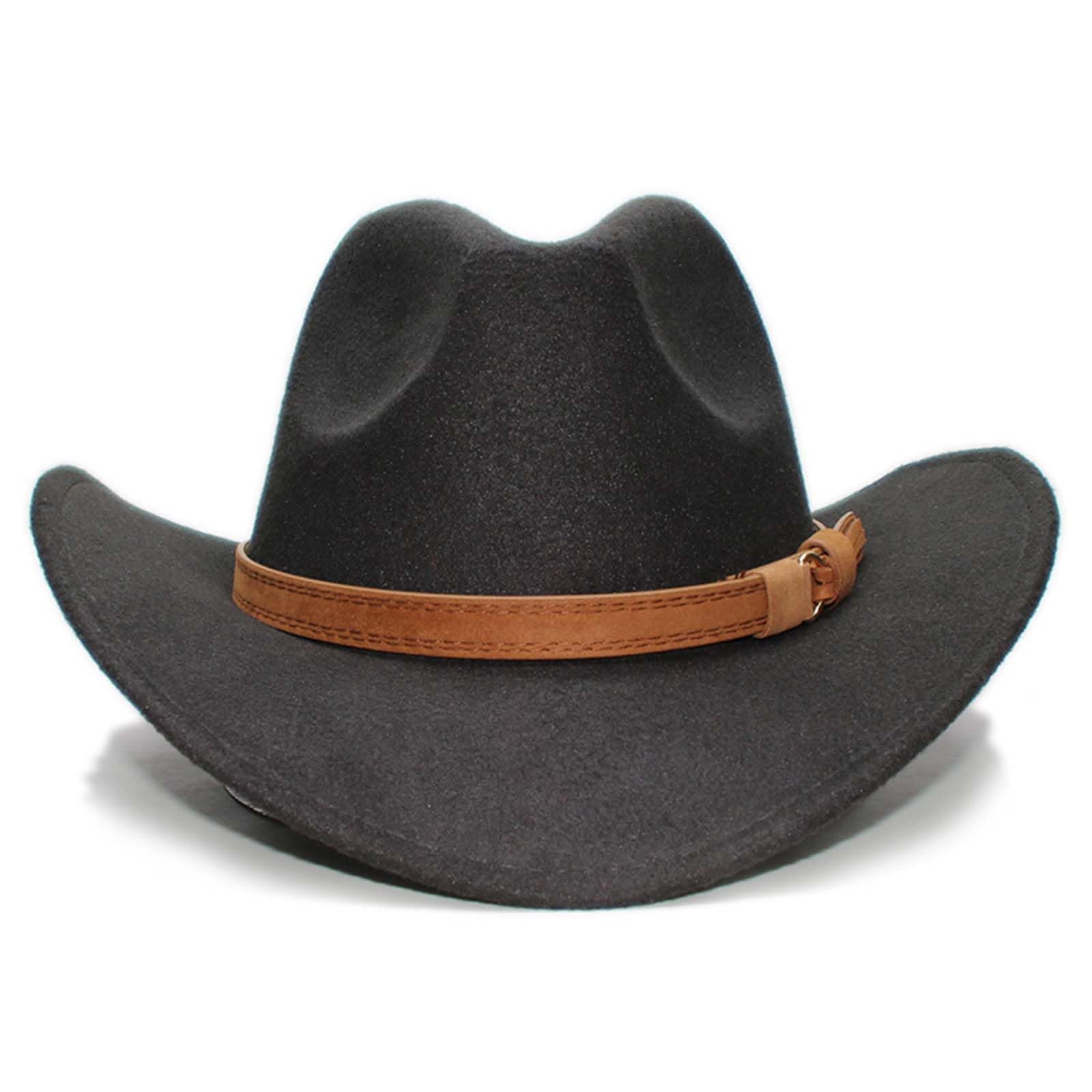 Toddler Baby Cowboy Hat, Boys Girls Cowgirl Hat with Leather Hatband, Wide Brim Infant Kids Western Cowboy Hat