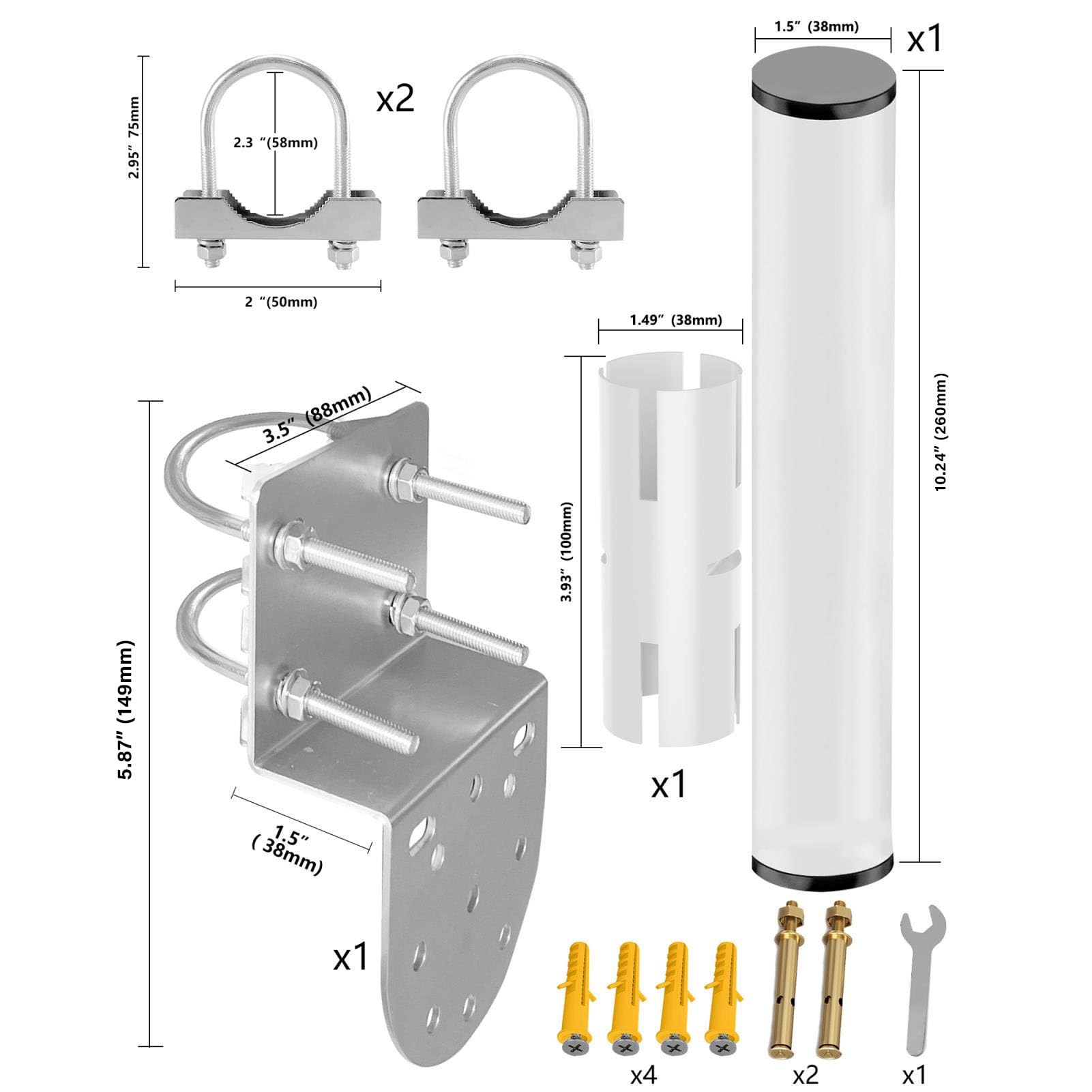 Generic Kit di Installazione su Palo Dell'antenna per Montaggio a Parete per Parabola Rettangolare V2 e Antenne Esterne Standard