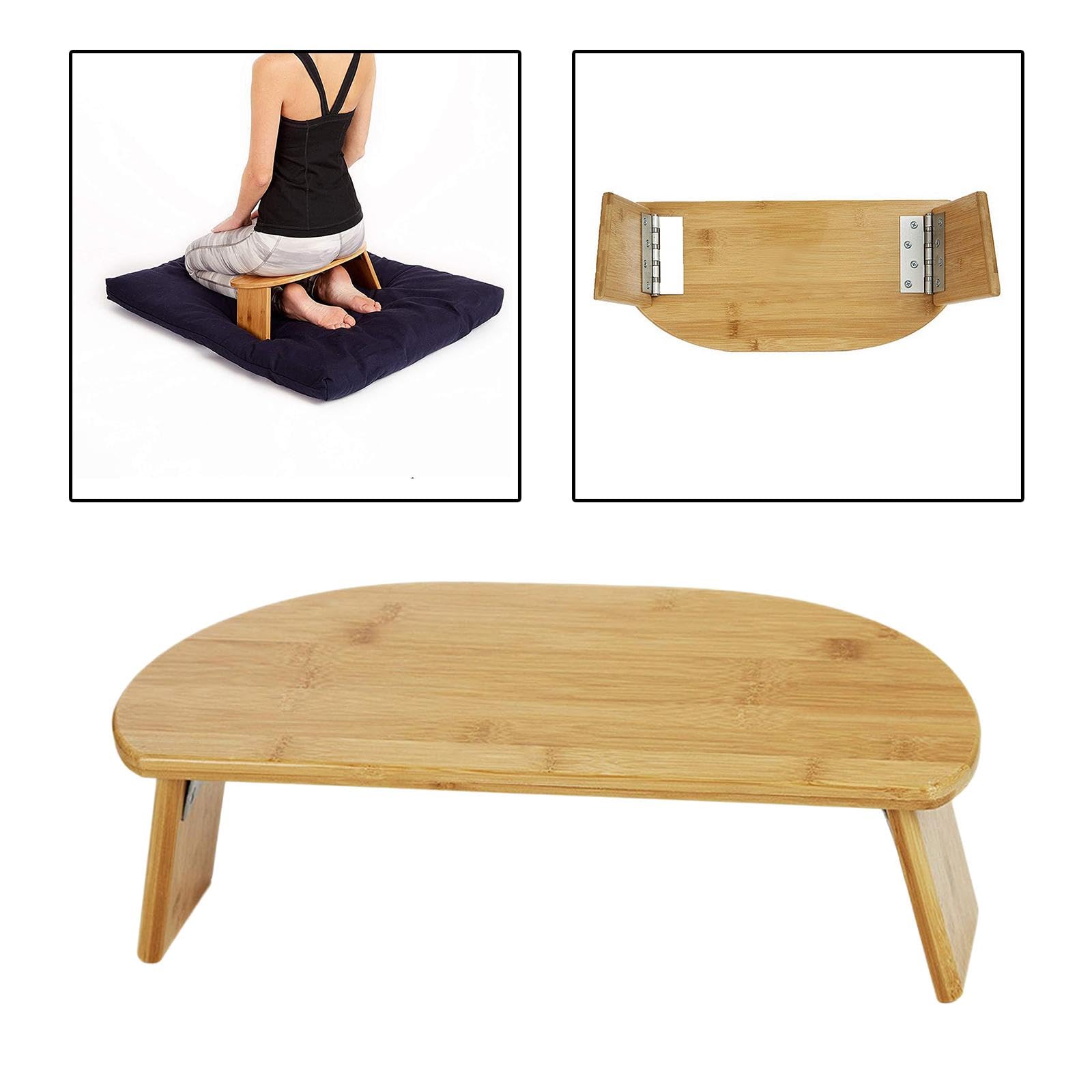 harayaa Meditationsbank aus Holz, zusammenklappbar für längeres Üben, tragbarer ergonomischer Kniehocker zum Beten, Yoga-Bank für Buddhisten