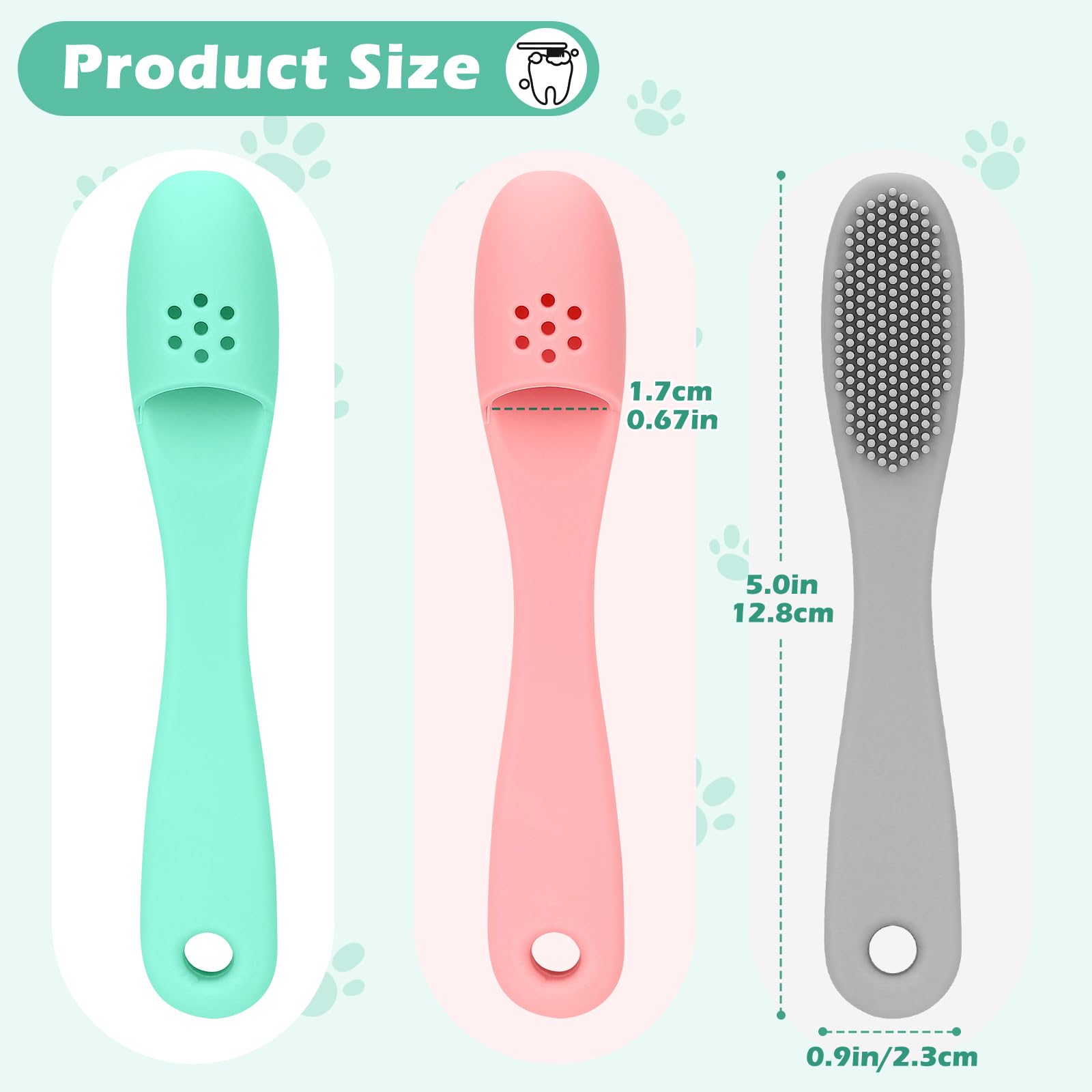 Firstfooby 3pcs Dog Finger Toothbrush, Cat Chin Brush with Food-Grade Silicone, Dog Tooth Brushing Kit, Silicone Cleaning Brush for Pet Dental Care - image 8