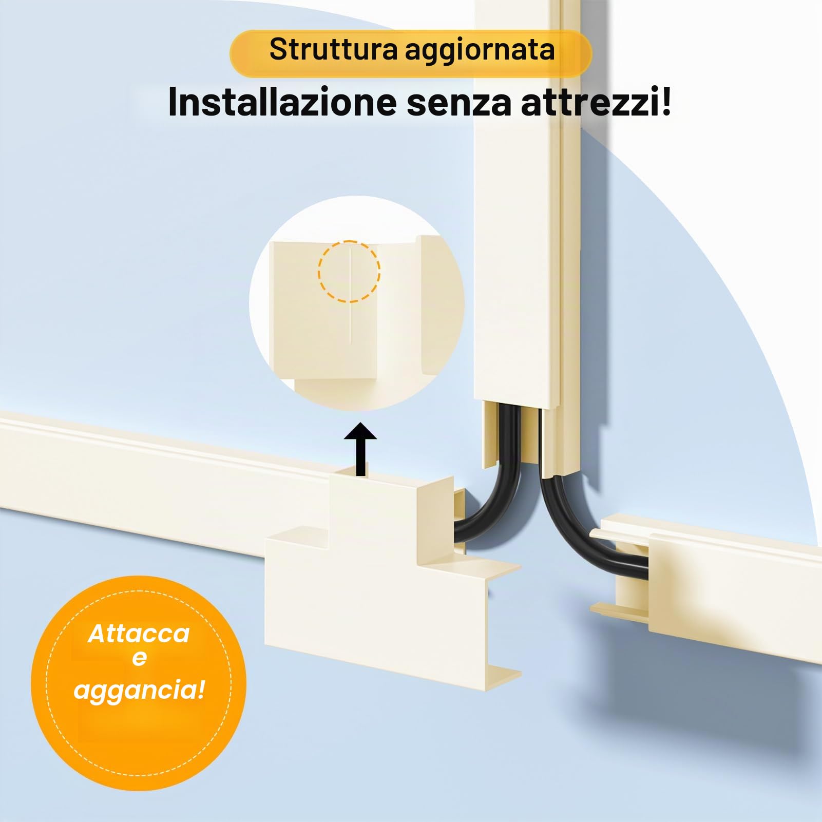 Delamu Canalina Passacavi Muro, 4M Adesiva Canaletta per Cavi Elettrici Verniciabile cavo di correttore Covers, Copertura Per Cavi per Computer A Casa O In Ufficio, 10 Pezzi L400mm*W24mm*H14mm, beige