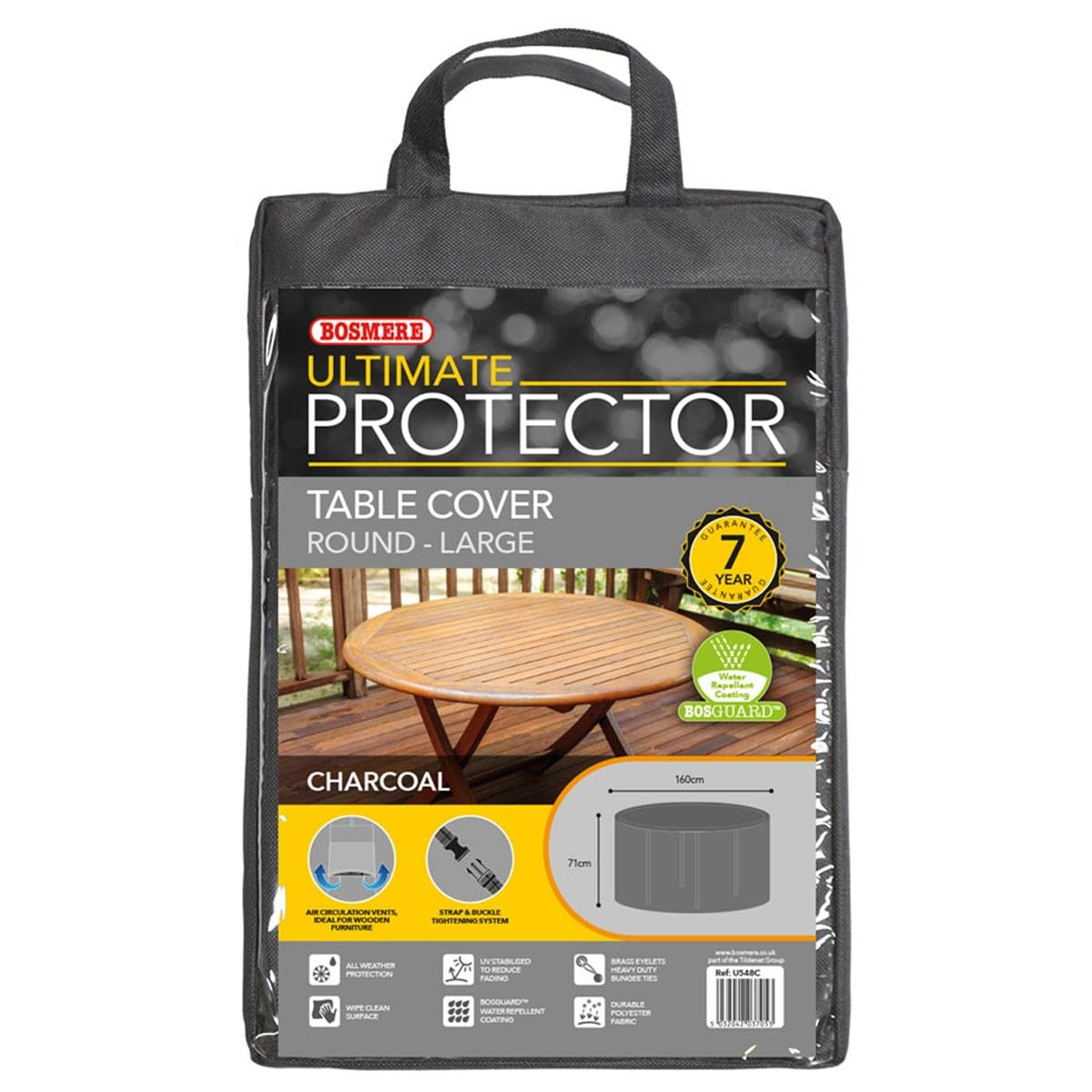 Bosmere Ultimate Protector Circular Table Cover Charcoal U548C 6 Seater