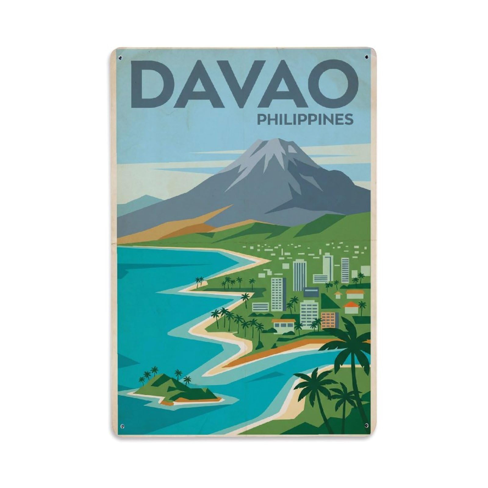 Philippines Davao Vintage Travel Metal Tin Sign Plaque Wall Decor for Cafe, Club Bar, Office, Garden Metal Poster 8x12Inch