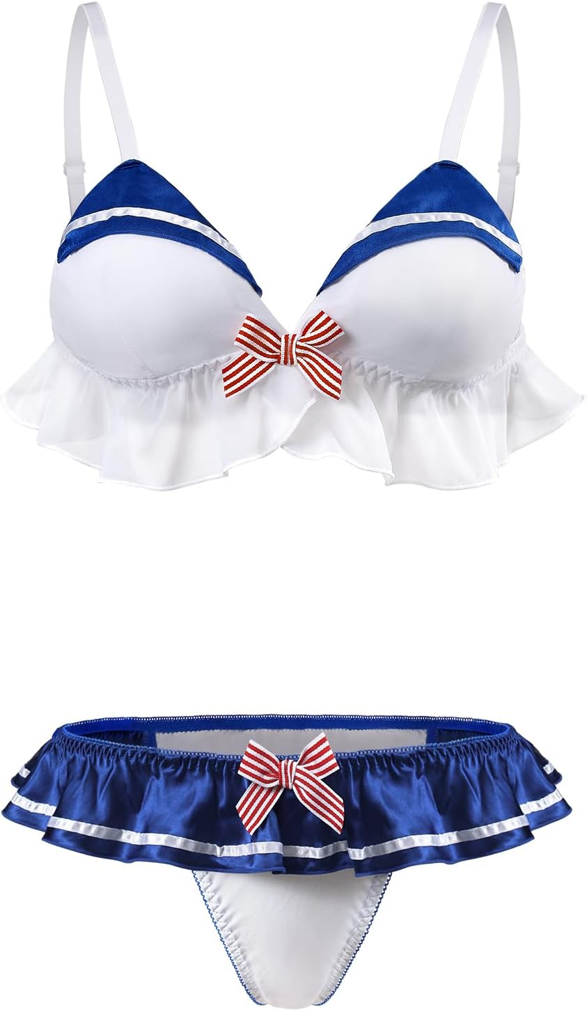 Littleforbig Women Nightwear Sexy Contrast Collar Sleeveless Backless Bikini Bra Panties Bikini Set - Image 5