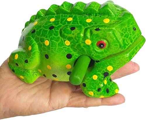 Cozinest - Papel de madera (tamaño mediano, 6.0in), diseño de rana guiro, percusión musical, color verde