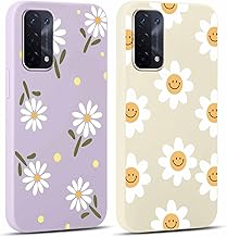 Yoedge Pack of 2 Mobile Phone Case for Oppo A74 / Oppo A54 5G Case 6.5 Inches, Girls Protective Case Flower Pattern Aesthetic Design, Women Gift Soft TPU Silicone Shockproof Cover Case for Oppo A74