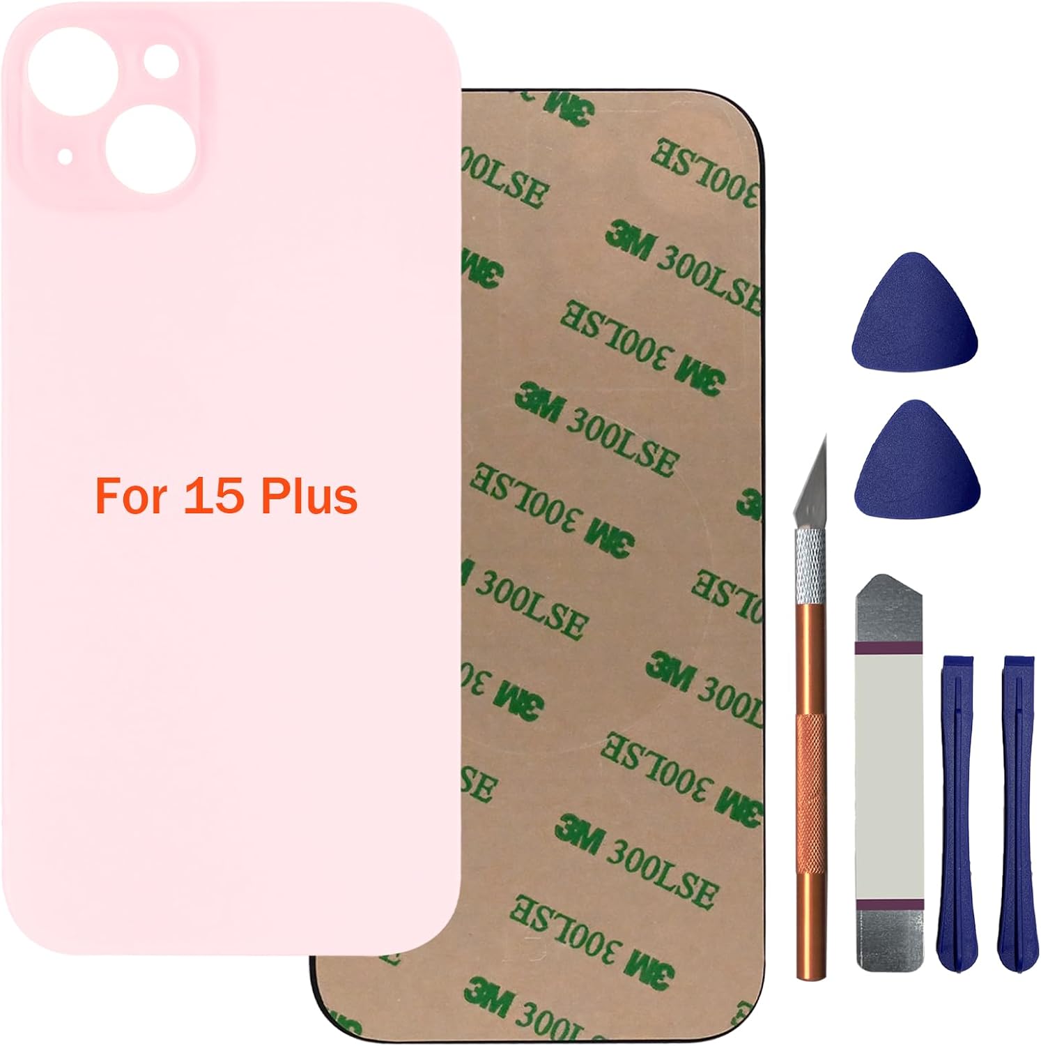 15 Plus Back Glass Replacement for iPhone 15 Plus Rear Back Glass Panel Replacement with Pre-Installed Adhesive + Repairing Toolkit(Black)