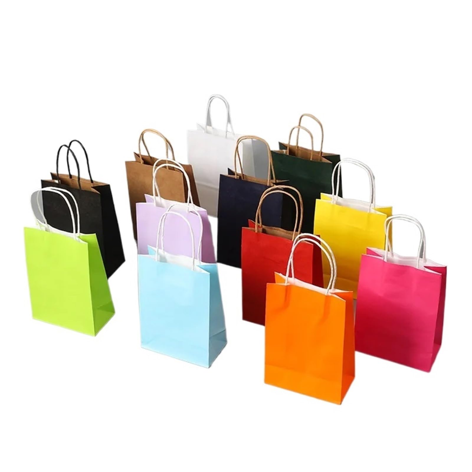 Bolsas de Papel Bolsas de Papel 10/20/30/50 Uds Mini bolsa pequeña de papel Kraft con asas bolsa de regalo for Festival bolsas de compras de dulces(Blue,21X27X11CM (M)_50PCS)