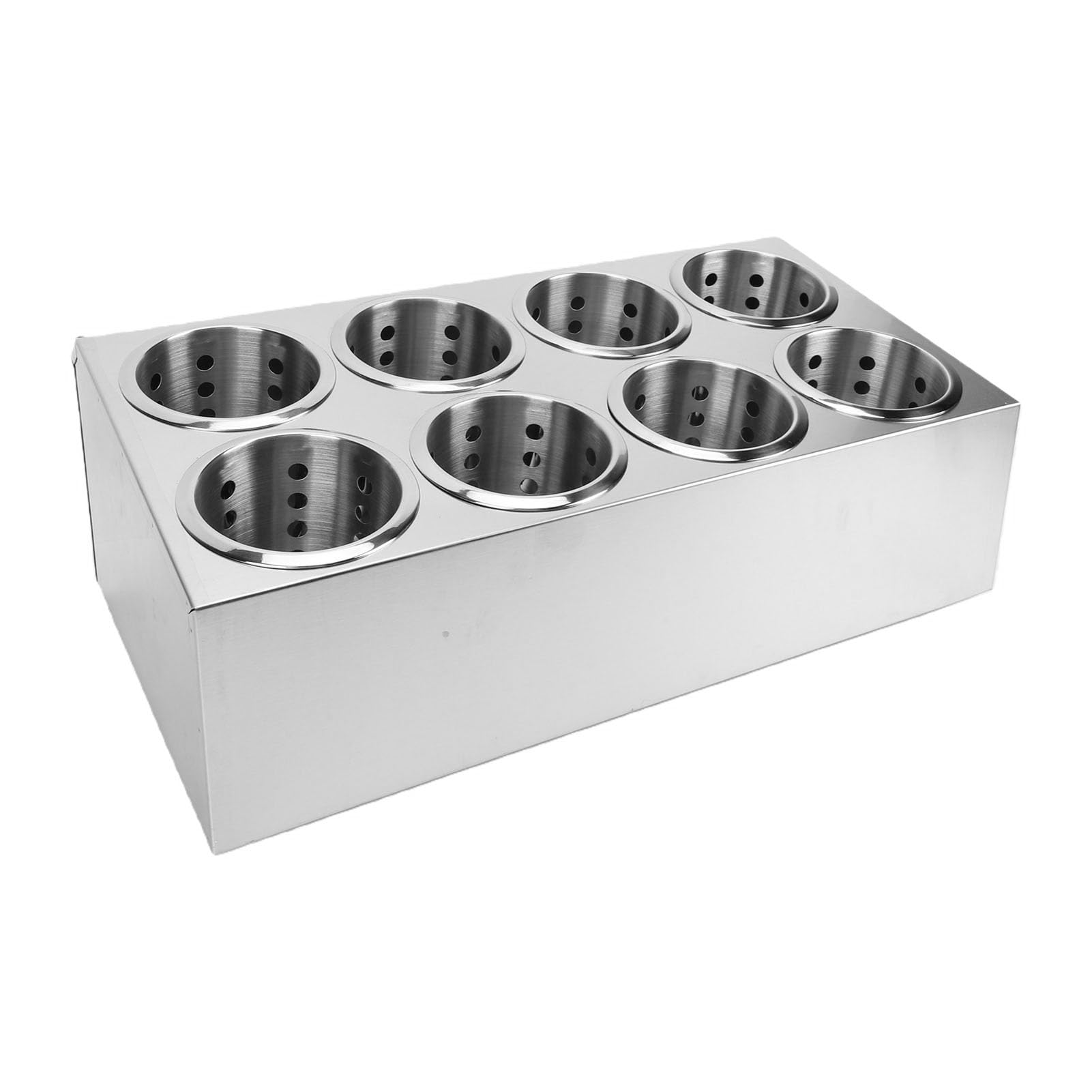 ZJchao Soporte para Utensilios de Acero Inoxidable de 8 Compartimentos con Fondo Antideslizante para Cucharas, Tenedores y Palillos, Organizador de Cubiertos de 11,5x13,5x8,5 Cm
