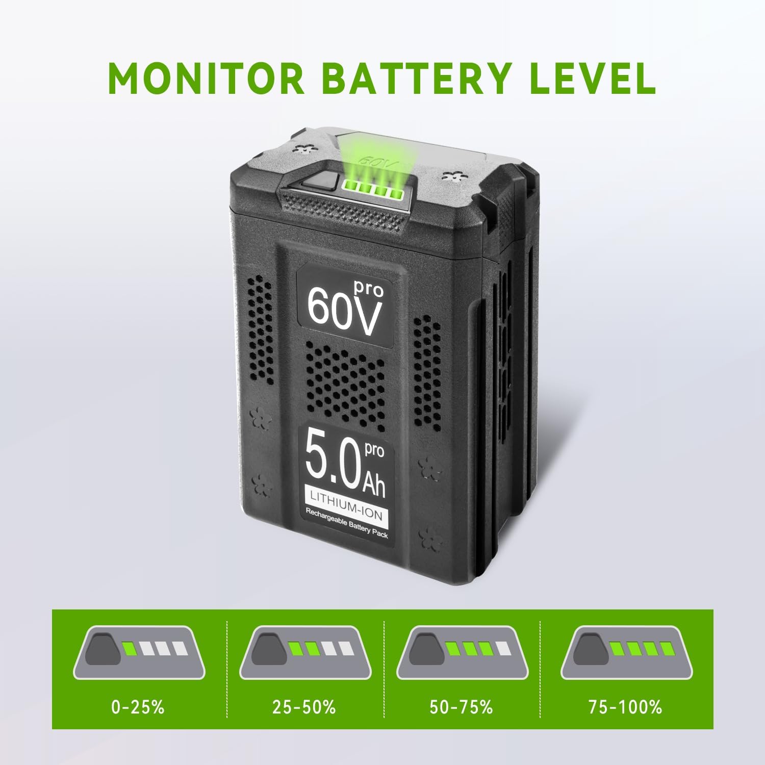 60V 5.0Ah Replacement for Greenworks 60V Battery LB60A03 LB60A02 LB60A01 LB60A00 LB602 LB6025 LB6041 LB6042 LB6051 LB6080 LLB608-NS, Compatible with Greenworks 60 Volt Cordless Power Tools & Chargers