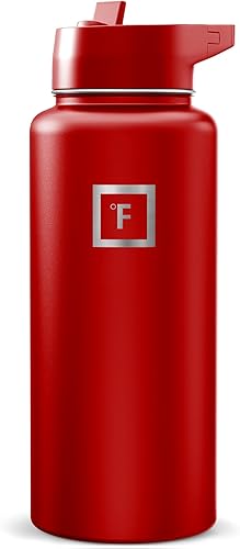 Miniatura 88 de IRON °FLASK Frasco de hidratación para acampar y senderismo con pajilla, botella de agua deportiva de acero inoxidable con aislamiento de boca