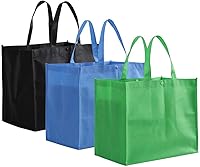 Vista 1 de Tosnail Paquete de 12 bolsas de compras reutilizables para comestibles, grandes bolsas plegables a granel, bolsas de tela con asa larga para compras