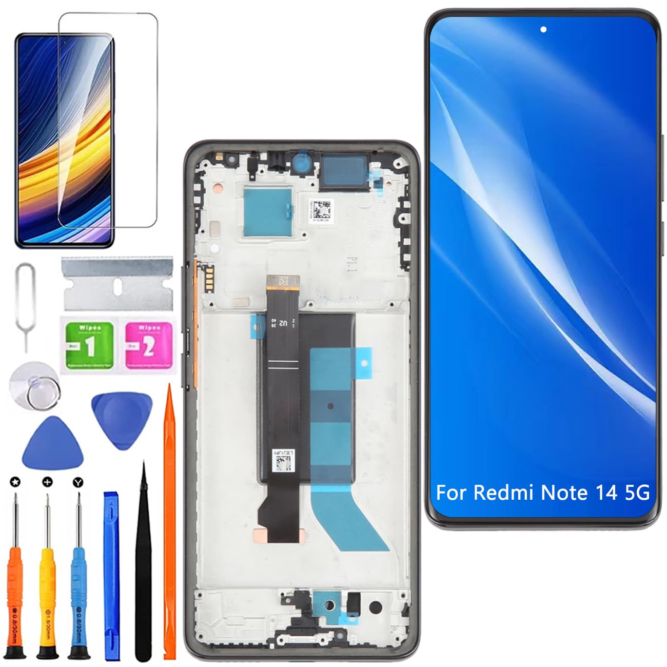 LCD Display for Xiaomi Redmi Note 14 5G TFT 24094RAD4G Display Screen Replacement Assembly Repair Kit (Black with Frame, No Fingerprint)