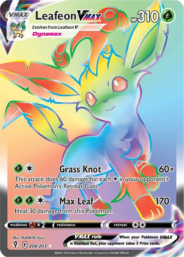 Carta Pokémon Leafeon V - 007/203 - Ultra Rara - Set Spada E Scudo: Cieli Incombenti (Evolving Skies) - Nuova