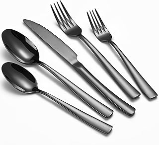 40-Piece Black Silverware Heavy Duty Stainless