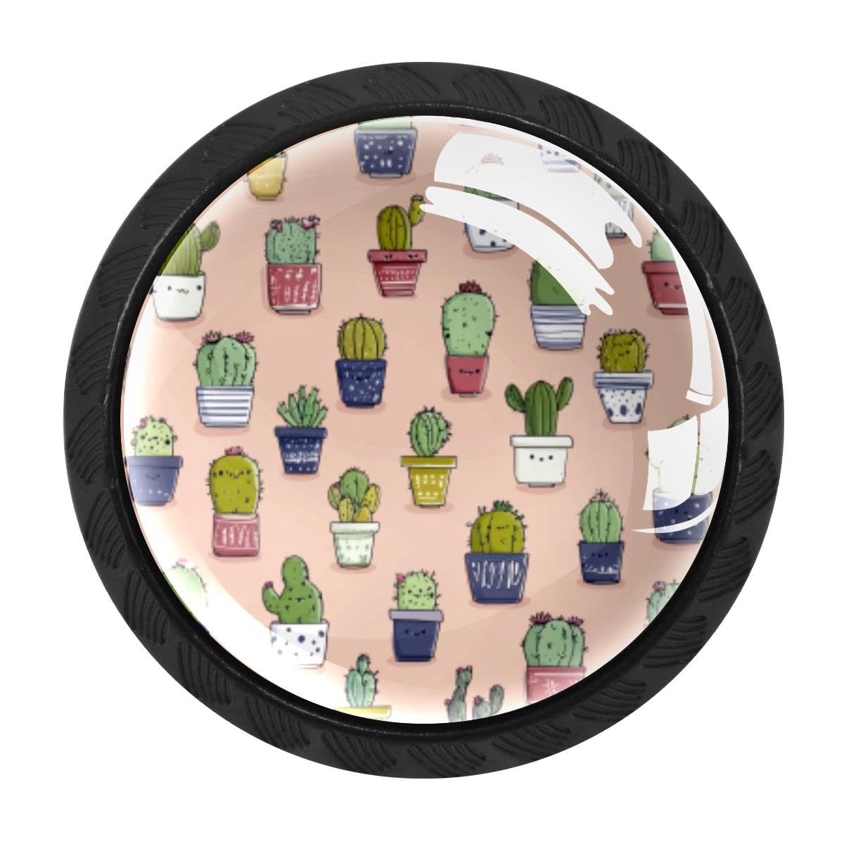 HEOEH 4 PCS Cabinet Knobs, Cute Cactus Pattern Drawer Knobs Dresser Handles