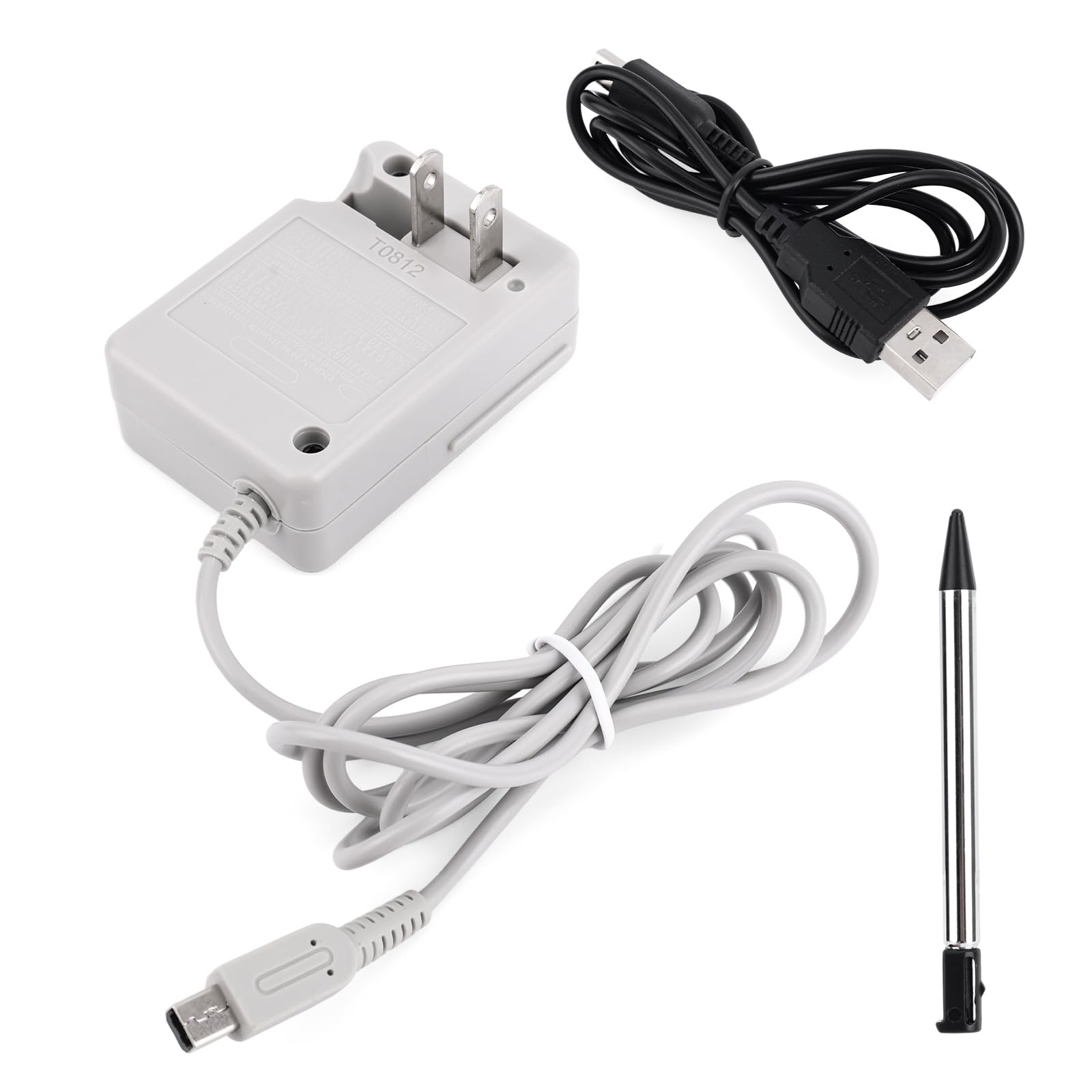 Charger & Stylus Pen & Short Cable, AC Adapter Compatible with 3DS/3DSXL/New 3DS/New 3Dsll/2DS/Dsi/Dsix/DS Lite Console Games 100-240V Replacement Power Cord Wall Plug