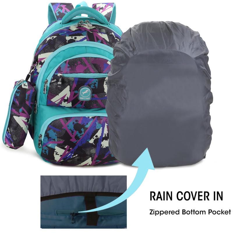 Image of Chris & Kate Premium 32 L Multi-Print School Bag for Boys Girls and Kids Spacious Interiors Casual Backpack Perfect for School, College, Everyday Use Includes Free Stationery Pouch and Rain Dust Cover