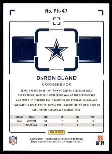 Miniatura 2 de 2022 Panini Chronicles Photogenic #47 DaRon Bland Dallas Cowboys RC Rookie Football Trading Card
