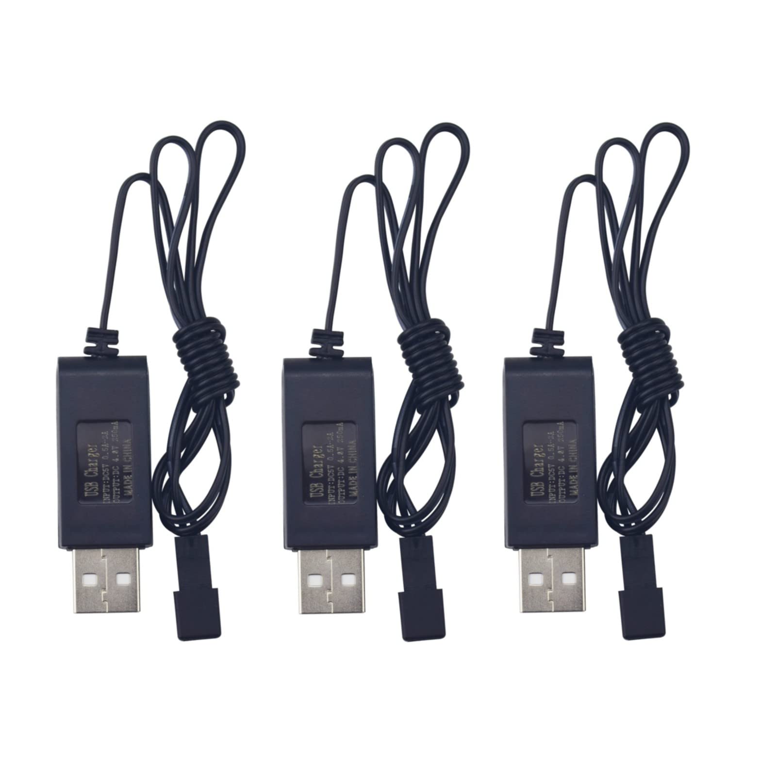 3pcs 4.8V JST-2P Plug USB Charging Cable for Remote Control Electric Toys Excavators Car Truck Construction Vehicles RC Car Charger
