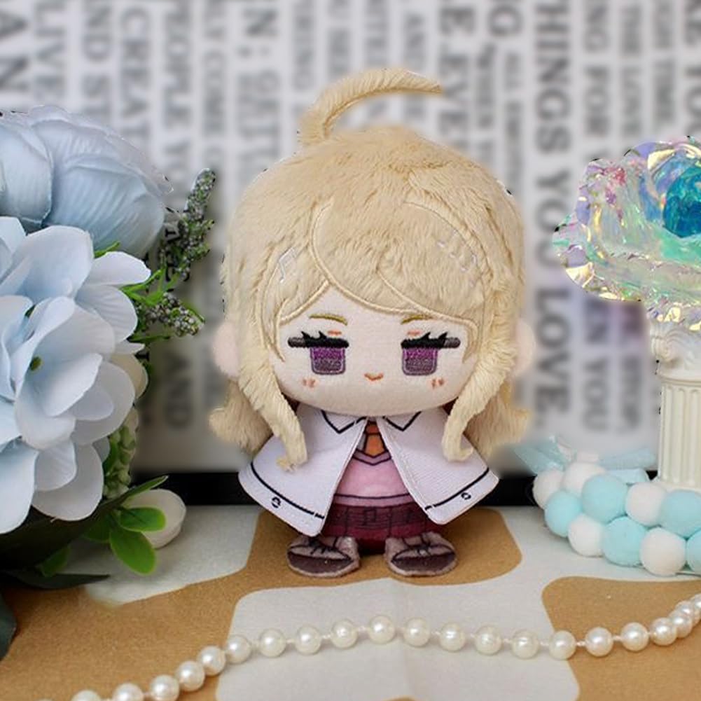 Zhongkaihua 2 piezas de peluche de anime Kaede Akamatsu/Naegi Makoto figura sentada suave de dibujos animados de peluche bolsa colgante mochila llavero ocasiones decoraciones 12 cm