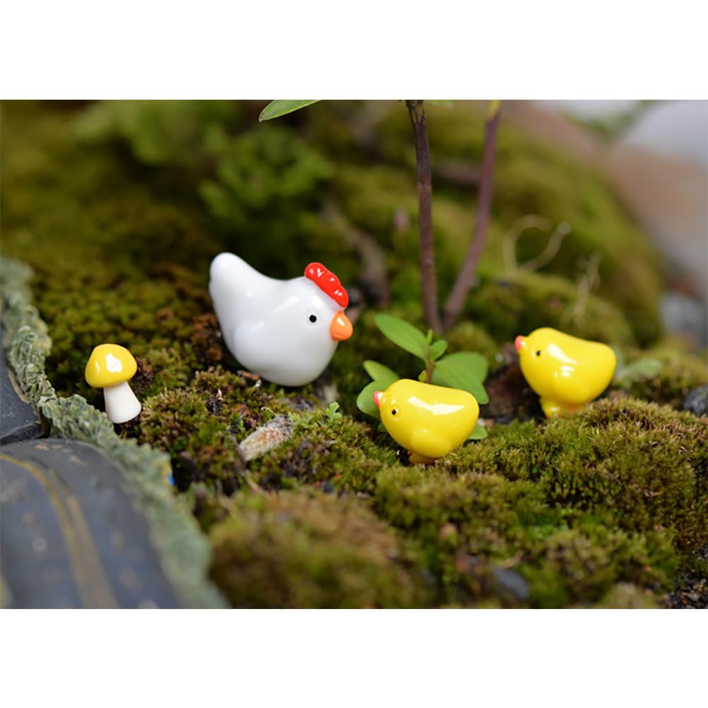 50 Stück Miniatur-Harzhühner In Gelb & Weiß – Süße Deko Für Garten, Kuchen & Mehr