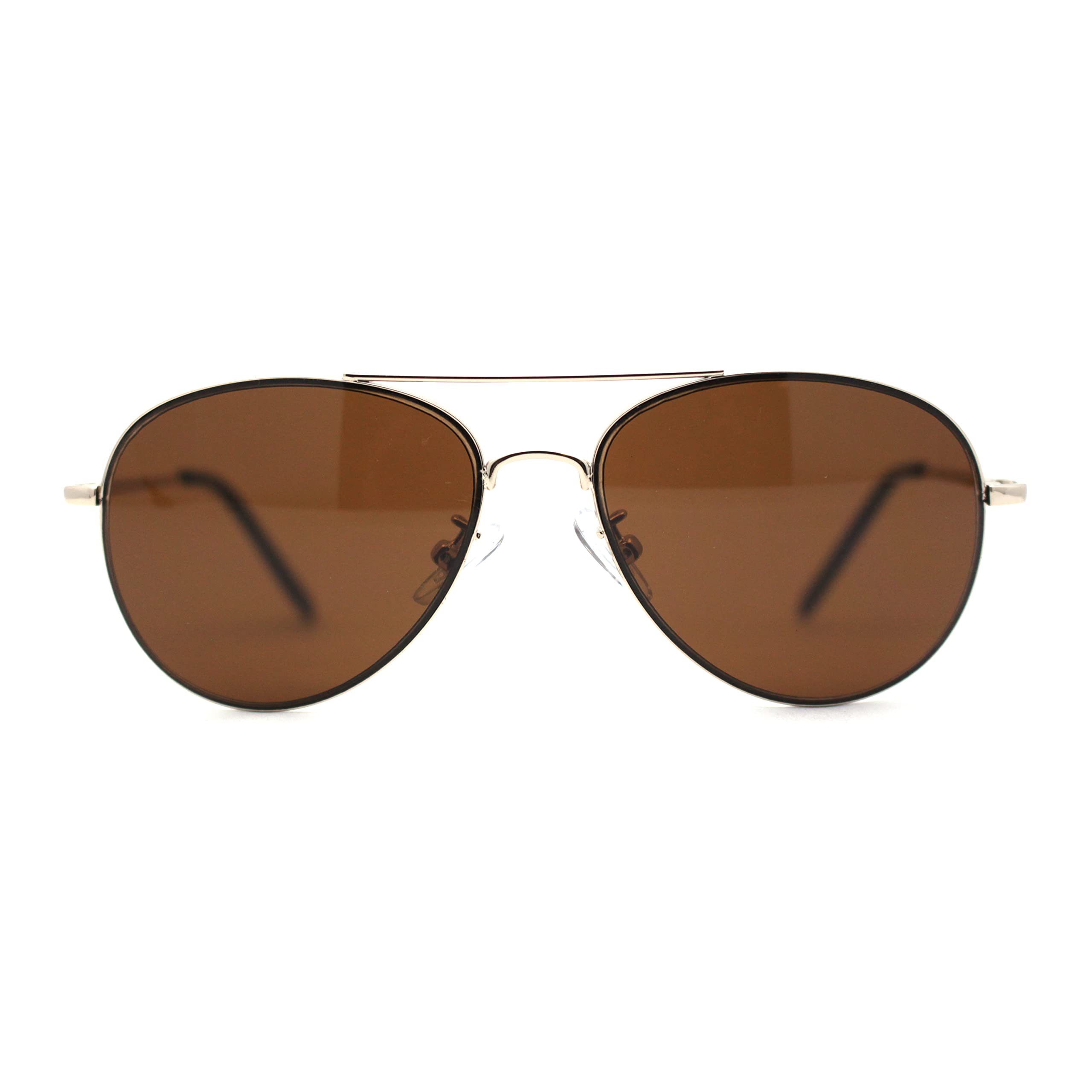 Boys Tear Drop Officer Style Metal Rim Fashion Sunglasses Gold Brown