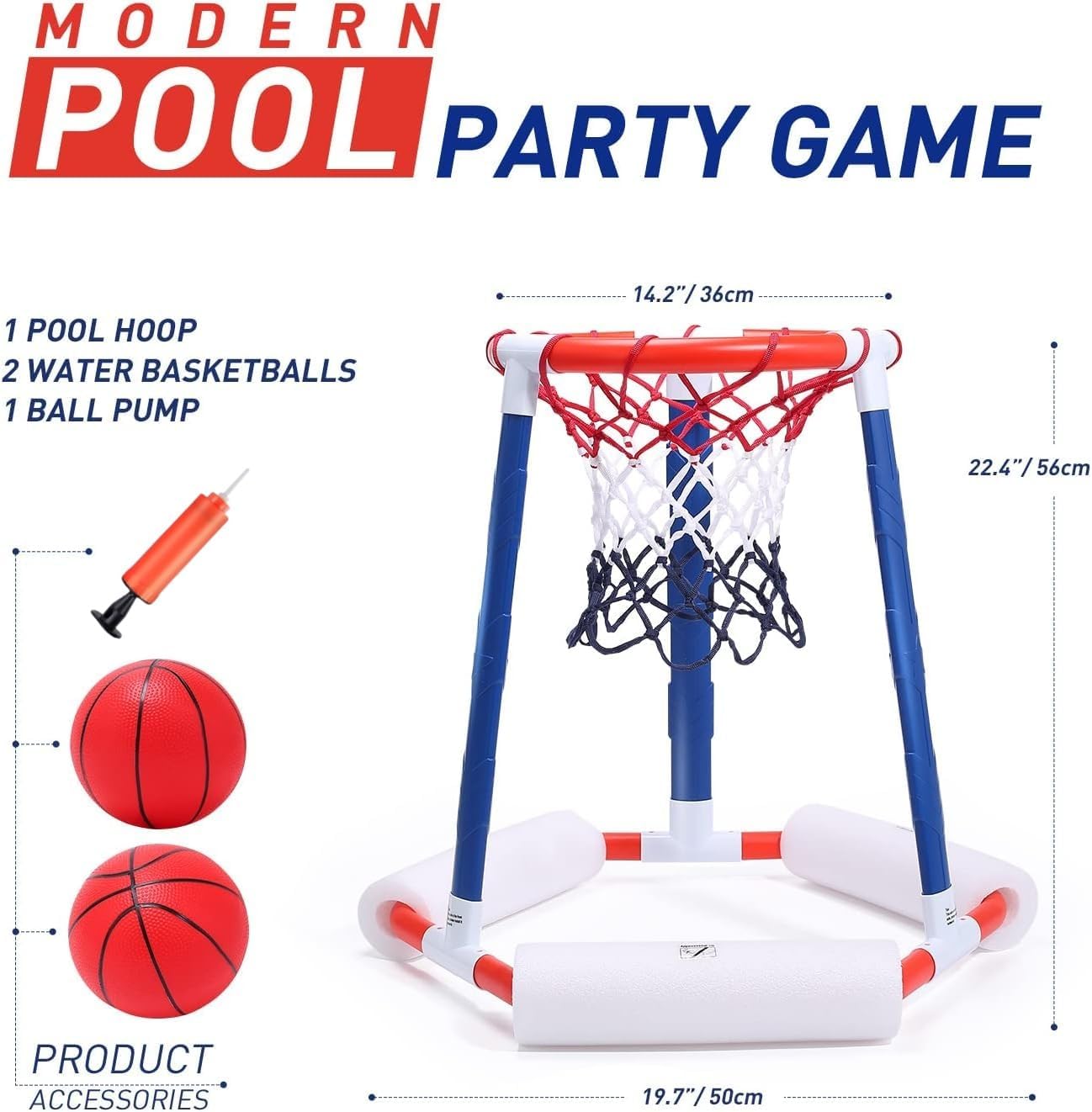EagleStone Pool Basketball Hoop, Floating Inflatbale Pool Basketball Games Toys with 2 Pool Balls and Pump,Swimming Pool Outdoor Play Toddler Basketball Hoop Indoor for Kids Adults Age 8-12,
