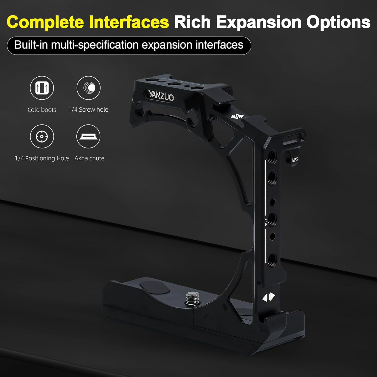 Full Camera Cage for LUMIX G9, CNC Aluminum Rig with Arca-Swiss Base, NATO Rails & Cold Shoe for Photography, Gimbal & Video Recording