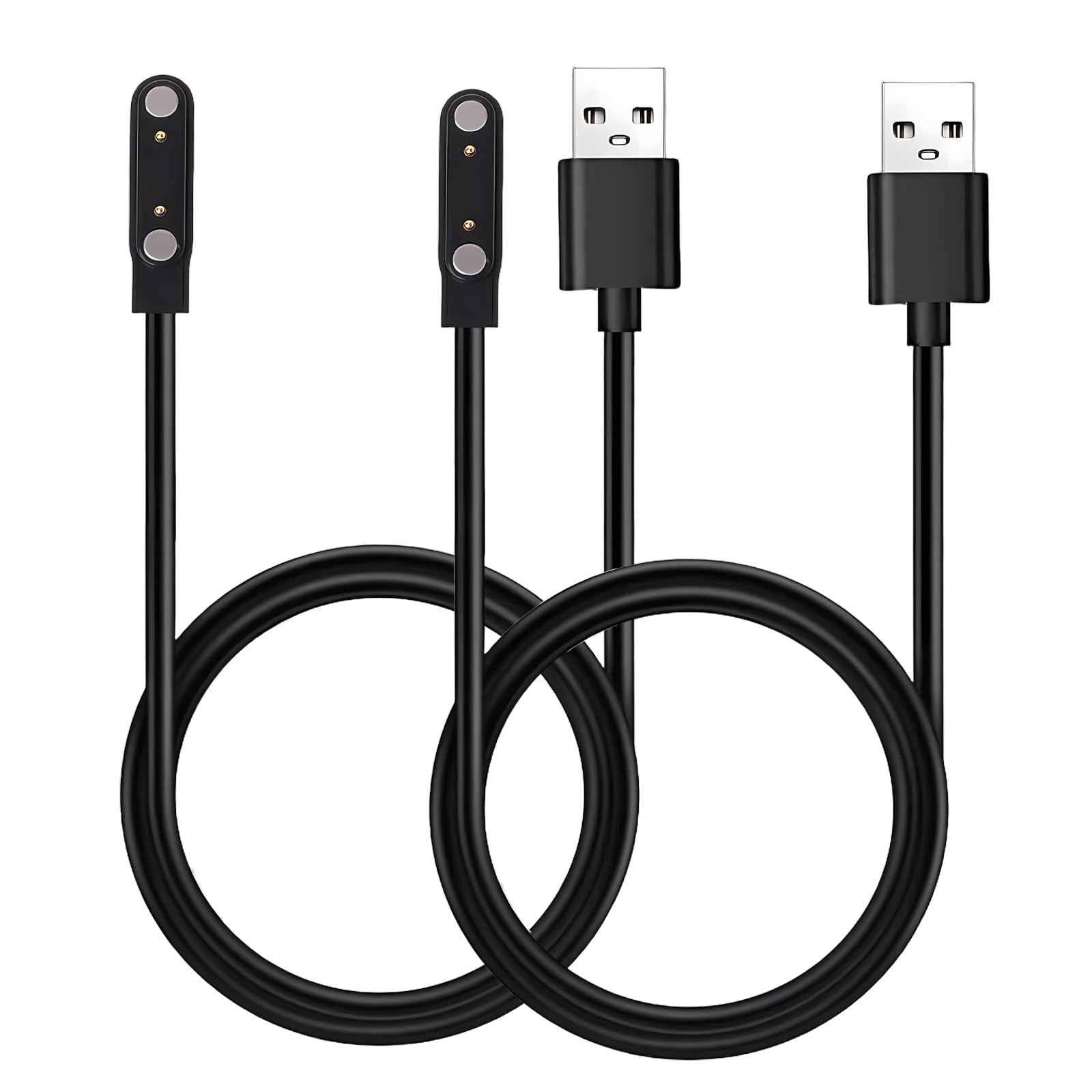 Caricabatterie magnetico per smart watch, compatibile con Cosmo Jrtrack 4/Jrtrack 3/Jrtrack 2/Jrtrack/Jrtrack SE, caricabatterie magnetico portatile di ricambio USB (nero, 2 pezzi)