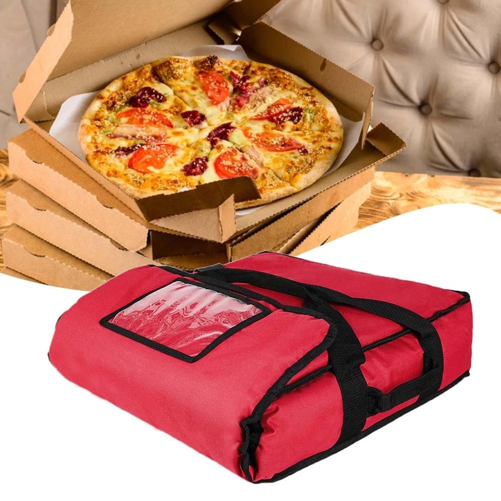 Pizza Develivey Tasche, Pizza Wärmetaschen, Lebensmittel Liefertasche, Pizza Box Delivery Taschen für Den Persönlichen Und Professionellen Gebrauch (Rot 50x50x16cm)