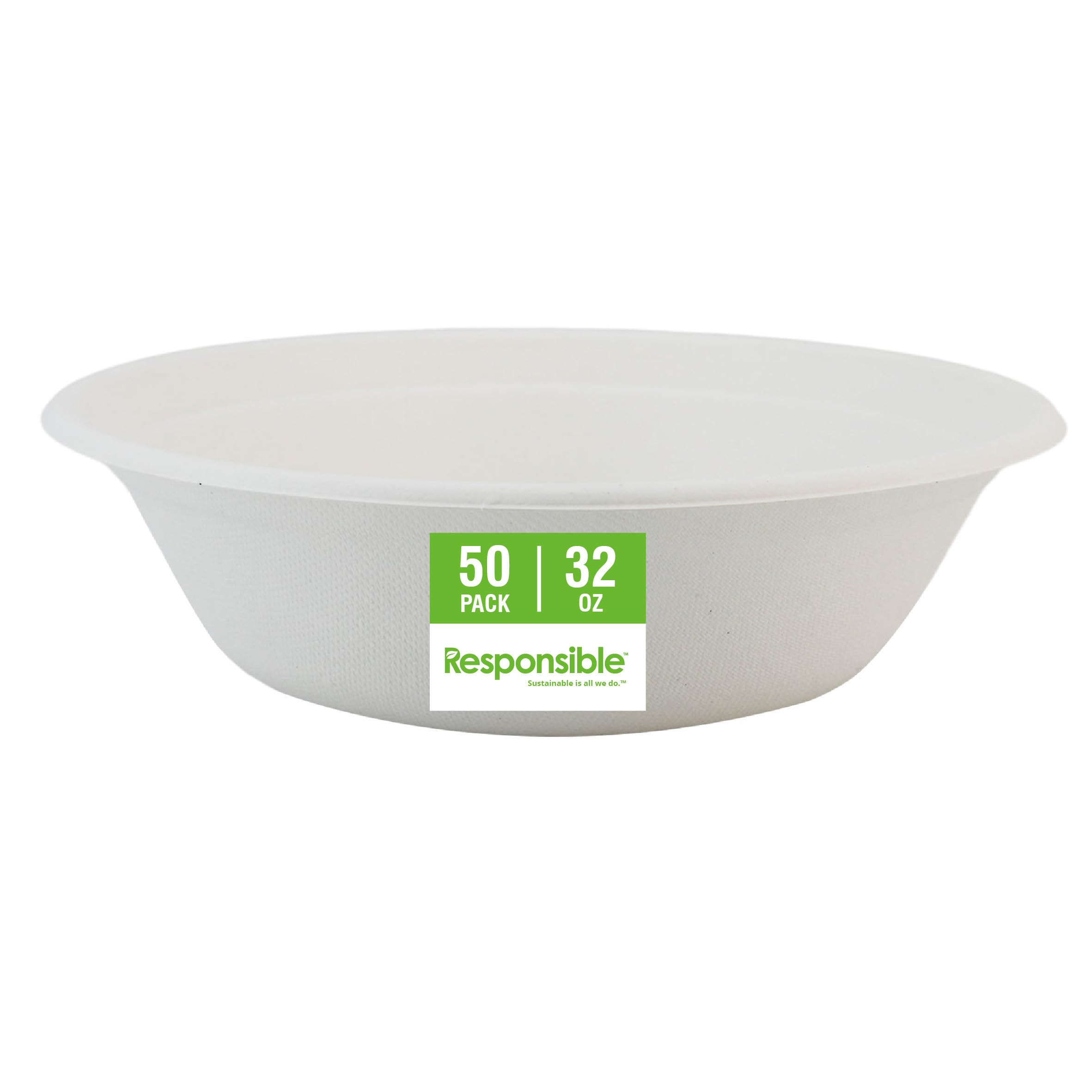 Responsible Products 32 oz (50 Count) / Classic White / Casual Bowls