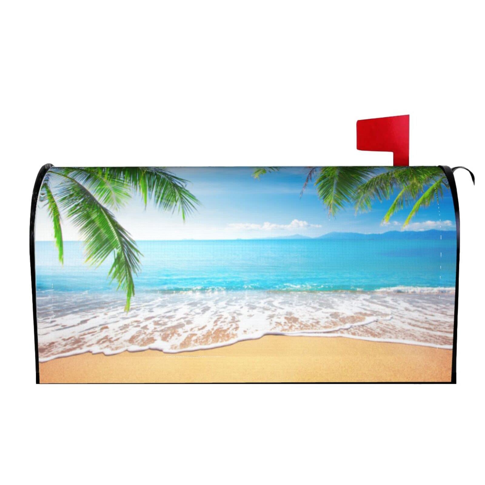 Tropical Beach and Palm Tree Mailbox Covers Magnetic Wraps Post Letter Box Cover Garden Home Decor
