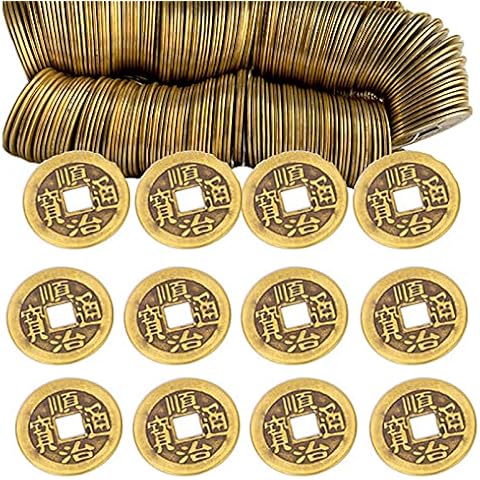 Hoobao 50 Stück Chinesische Feng Shui-MüNzen,Chinese Feng Shui MüNzen I Ching MüNzen,GlüCk Münzen I-Ching MüNzen,für Reichtum und Erfolg Lucky Chinese Coins Home Decor,GlüCks-Buddha GlüCksmüNze Cover
