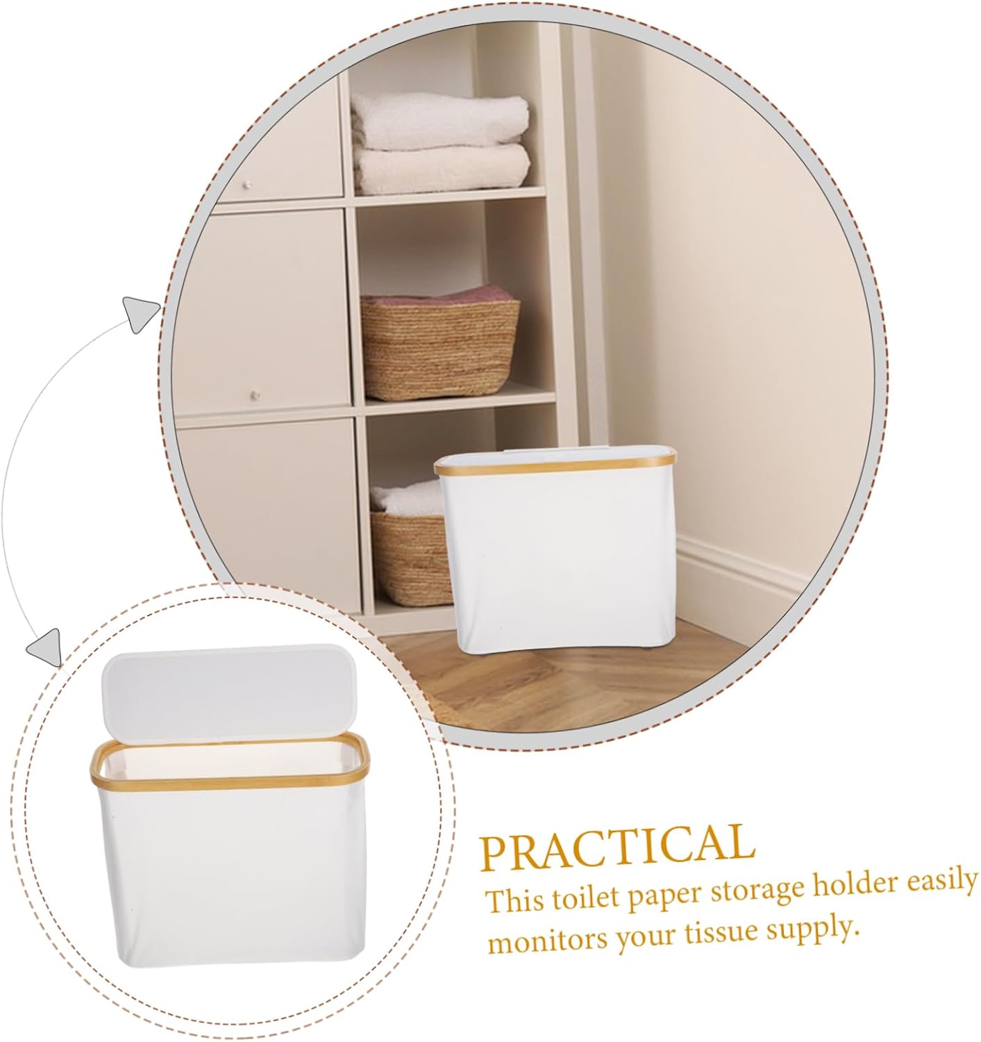 LIFKOME Toilet Paper Storage Holder with Lid Foldable Tissue Basket for Easy Viewing Organizer for Bathroom Kitchen and Living Room Stylish and Design