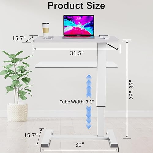 Miniatura 8 de Erinaik Mesa ajustable sobre la cama, mesita de noche médica con ruedas ocultas, 31.5 pulgadas de largo x 15.7 pulgadas de ancho, mesa de bandeja