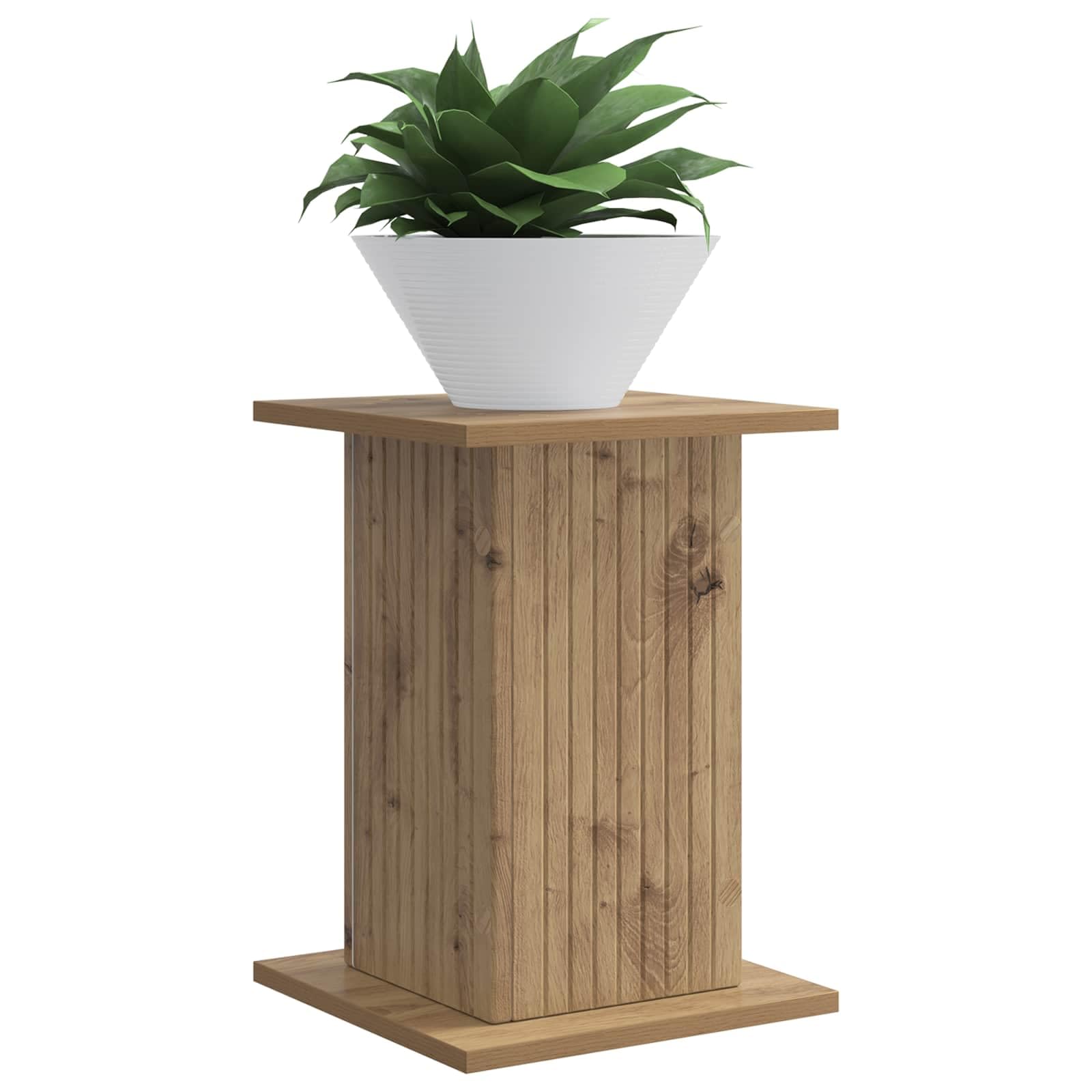 Hothingwell Pflanzenständer, 2 Stück, Eiche, 30,5 x 30 x 43 cm | Feuchtigkeitsbeständiges Holzwerkstoff, klares modernes Design, einfache Pflege mit feuchtem Tuch