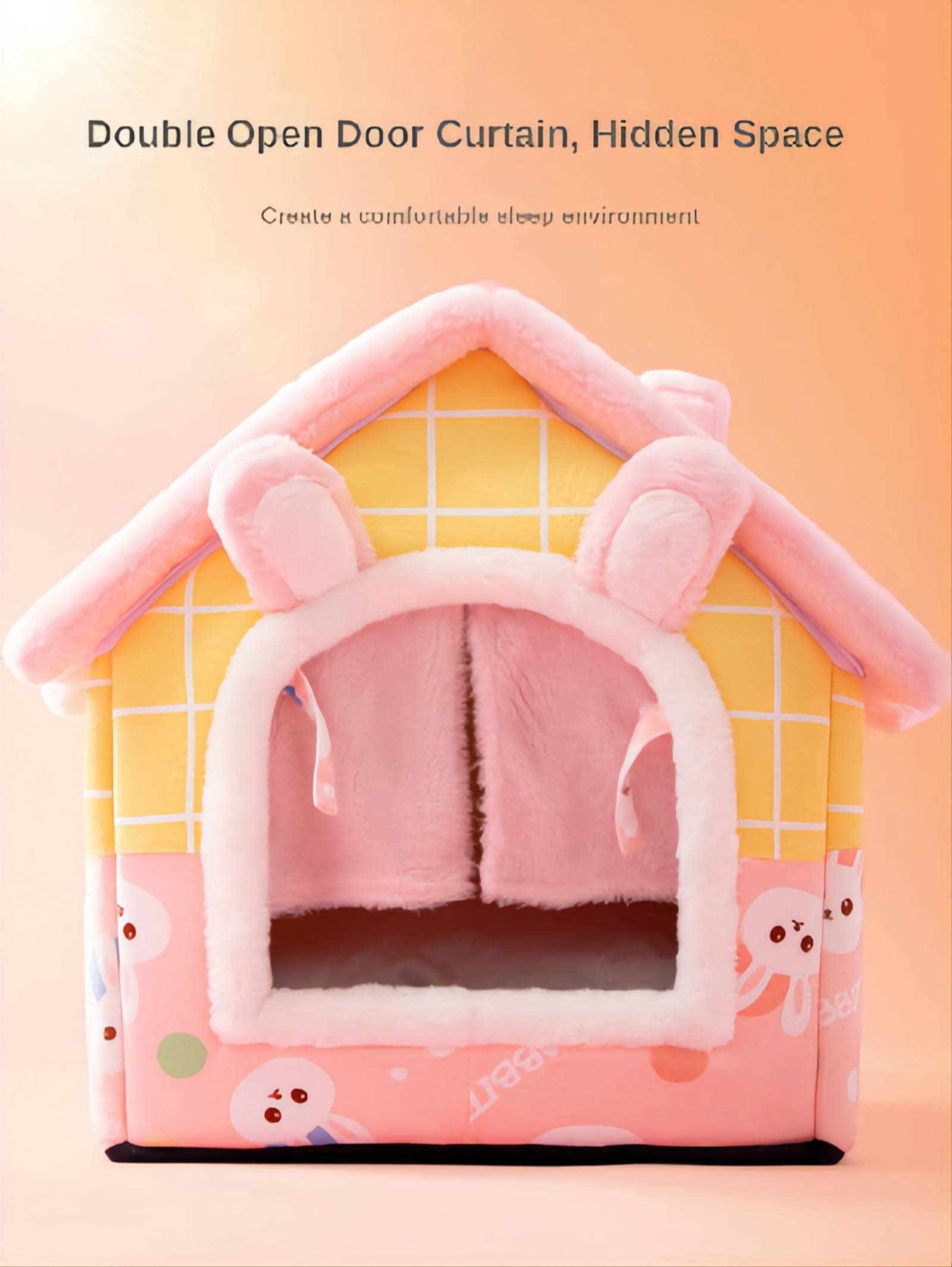 SEOUGEE Cuccia per gatti, calda e accogliente cuccia per cani da interni con cuscino rimovibile, confortevole igloo in peluche, lavabile, pieghevole, con fondo antiscivolo