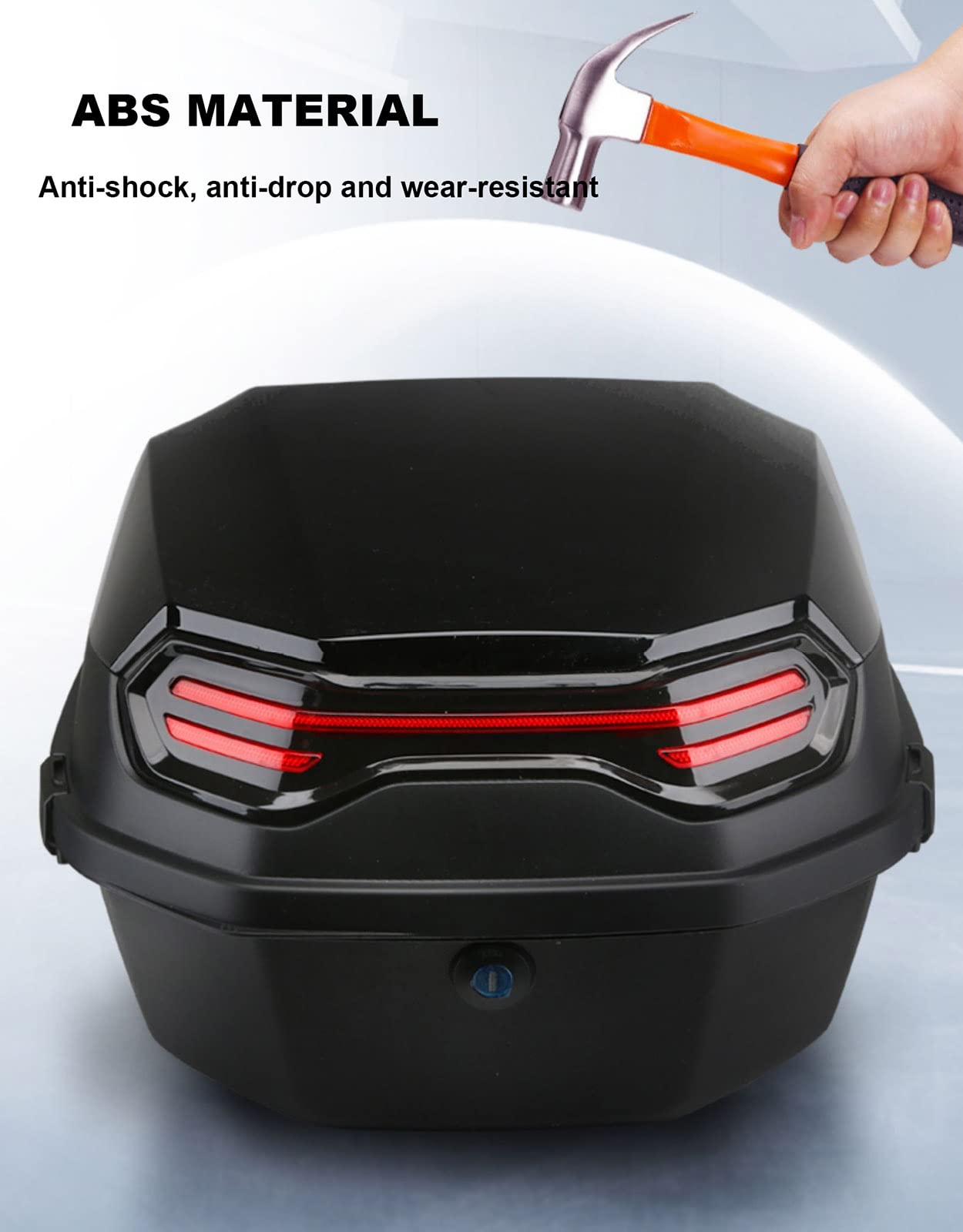 Coffre arrière étanche pour Moto avec réflecteur de Nuit et Dossier en PP, Mallette de Rangement arrière Universelle de Tourisme 41L Coffre arrière Haute capacité, pour Scooter électrique, 39 x 39 x