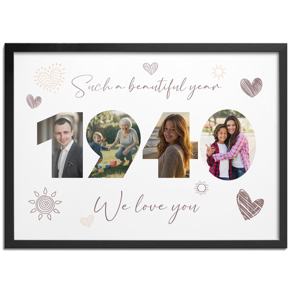Pictalia - Personalized Frame 85th Birthday, Gift for Grandpa, Grandma, Year 1940, Grandfather, Grandmother, Photo Frame Mom, Dad, Woman, Man, Family, Friends, Gift for Wedding Anniversary, Meeting