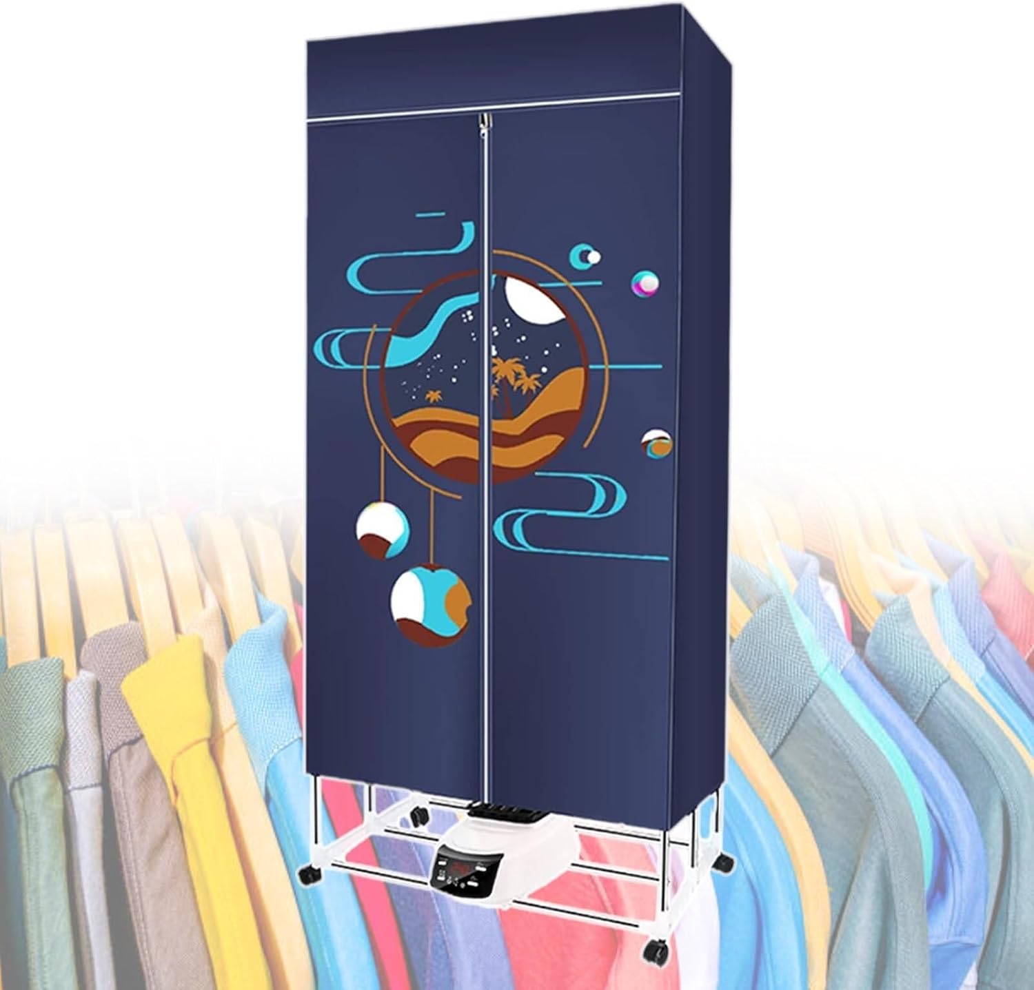 Automatic Vertical Clothes Dryer, with 4 H Drying Timer, 360° Heat Flow Circulation Heating, 3-Speed Temperature Adjustment, 1500 W