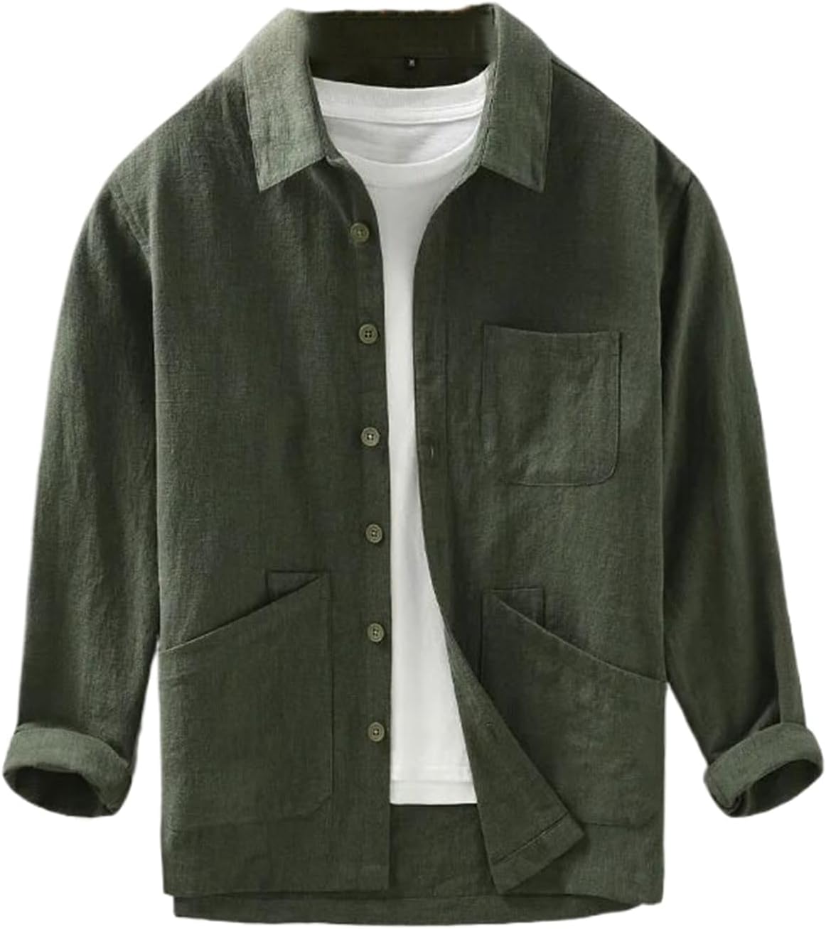 Men's Japan Style Plaid Shirt Classic Loose Square Collar Long Sleeve Tops for Autumn