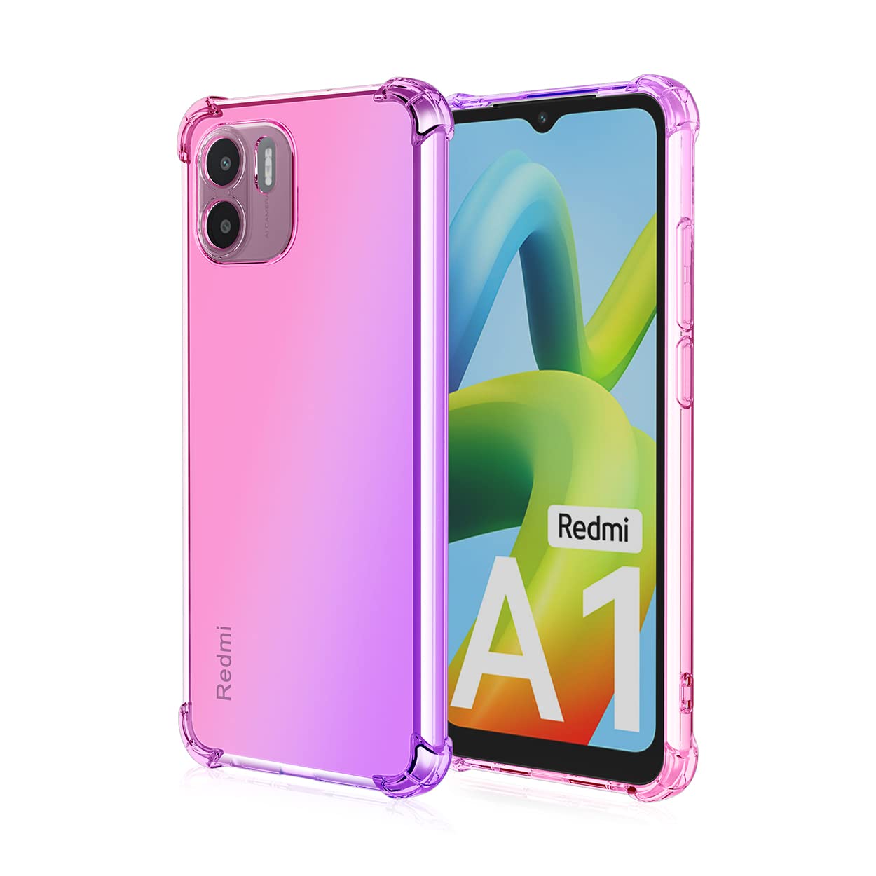 JIAFEI Coque Pour Xiaomi Redmi A1/Xiaomi Redmi A2 Étui Protecteur En Souple Silicone TPU Antichoc Housse De Protection En Couleur Dégradée Compatible Avec Xiaomi Redmi A1/Redmi A2 Violet/Bleu
