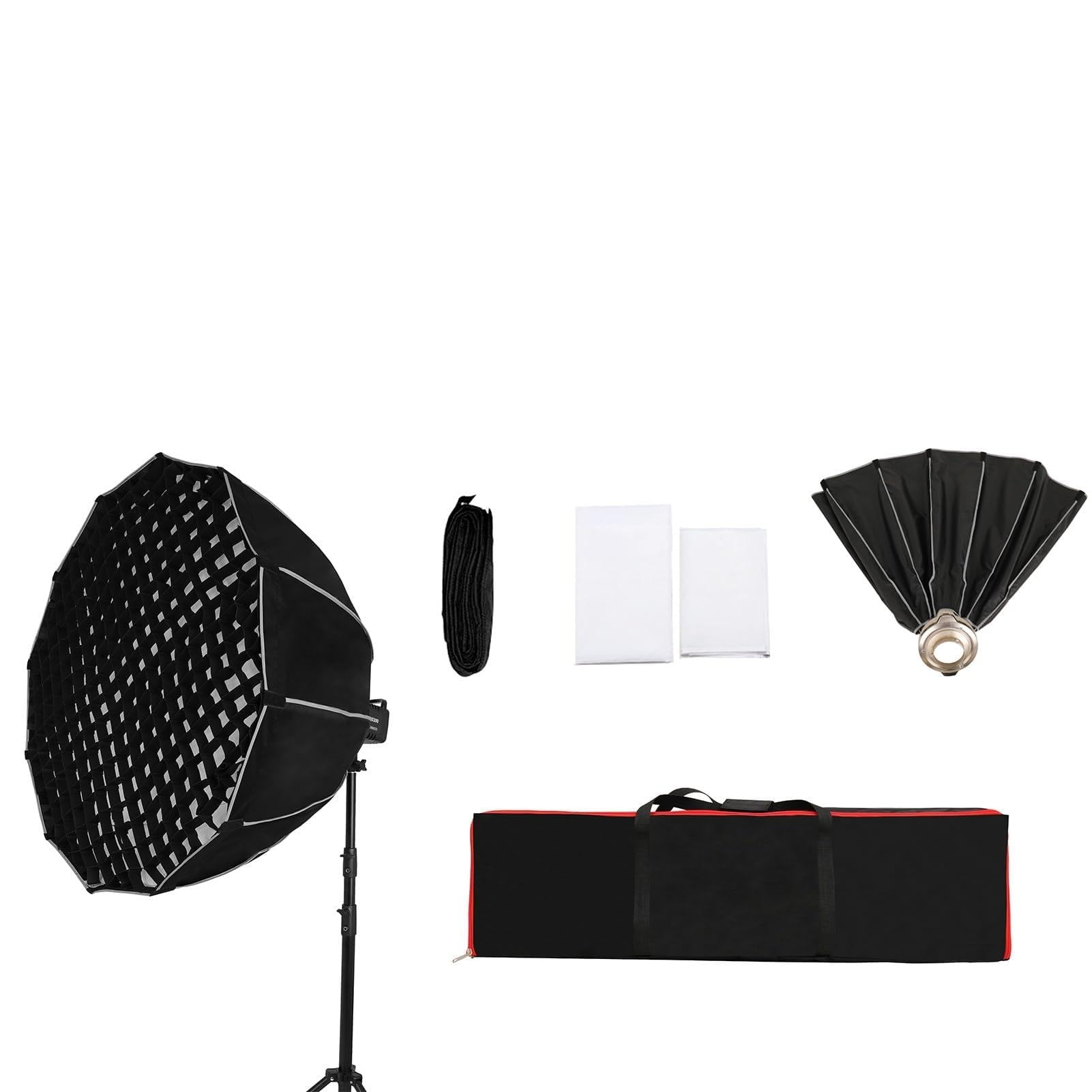 Domary Paraboliczny Softbox Składany Softbox Parasol Szybkozłączka Dyfuzor światła 60 Cm 12 Prętów Mocowanie Siatka o Strukturze Plastra Miodu Biały Dyfuzor Torba do (120cm)