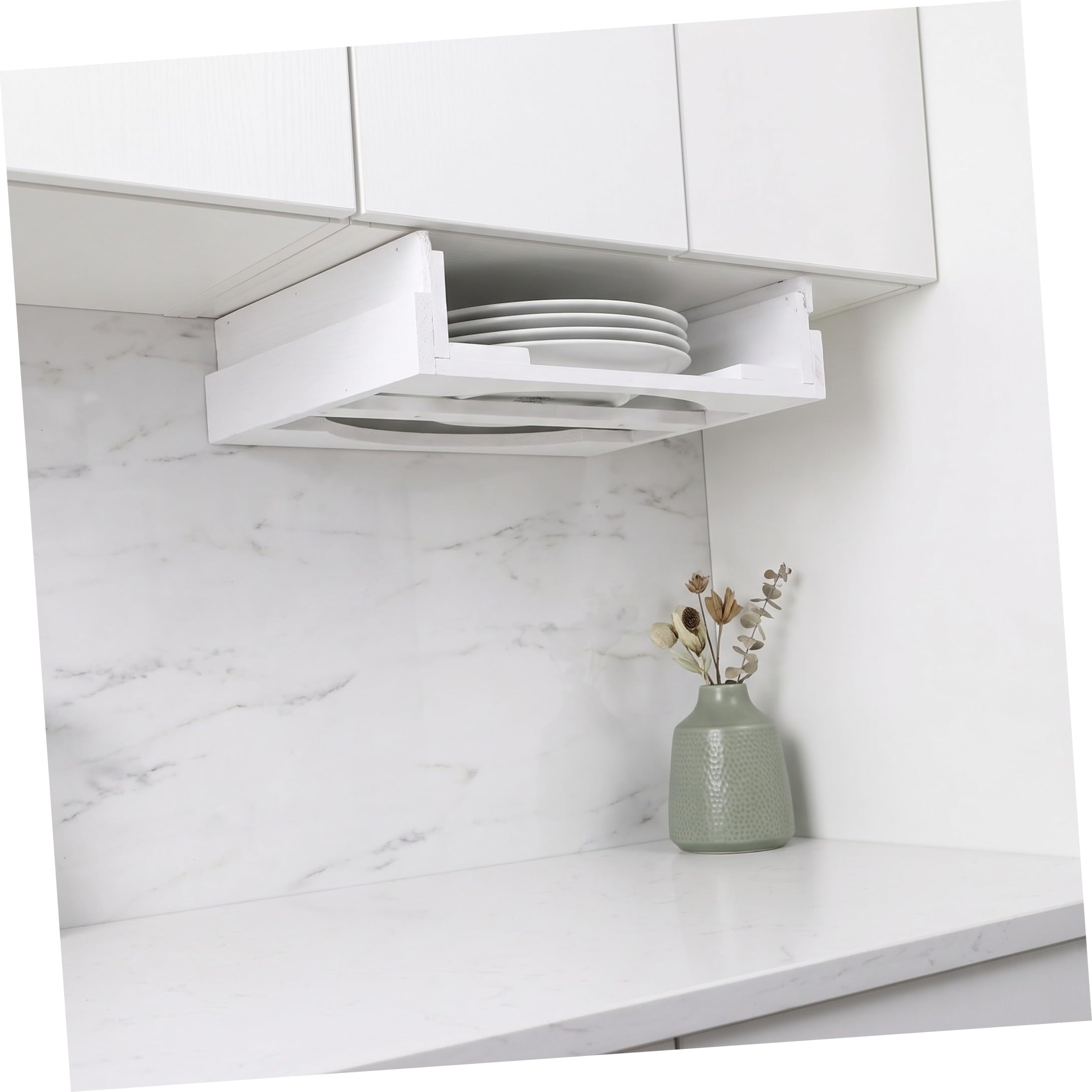 SHOWERORO Organizador Vertical y Ahorra Espacio de Madera Maciza para Platos Desechables de 9 Pulgadas, Fácil de Instalar Adecuado para Campistas y Debajo del Gabinete
