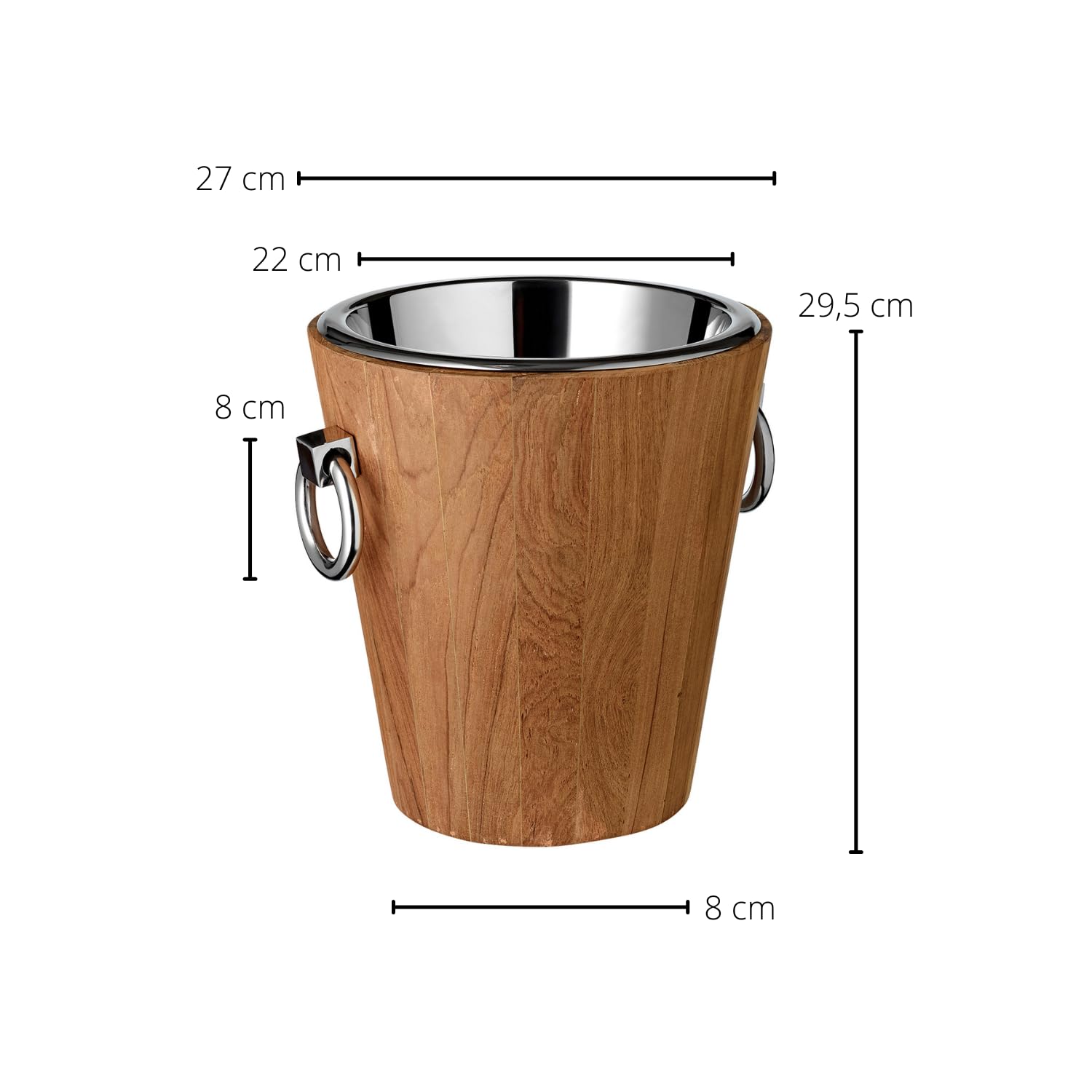 EDZARD Weinkühler St. Tropez (Höhe 32 cm, Ø 26 cm), Teakholz, innen Edelstahl, recyceltes Teak Holz