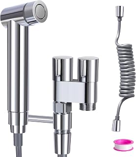 Bidet Handbrause Set – Edelstahl Handbrause für Toilette – Inkl. Schlauch, Halterung & T-Adapter – WC Brause für Persönliche Hygiene, Windelreinigung & Haustierbad